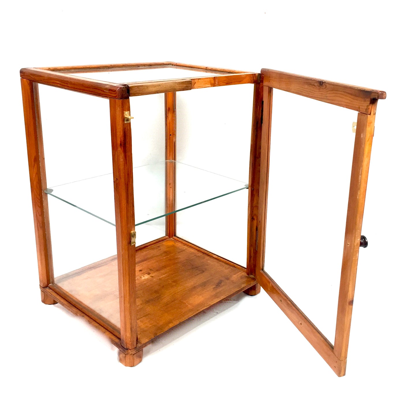 Antique Wooden Pine & Glazed Countertop Shop Display Cabinet / Mid 20th Century