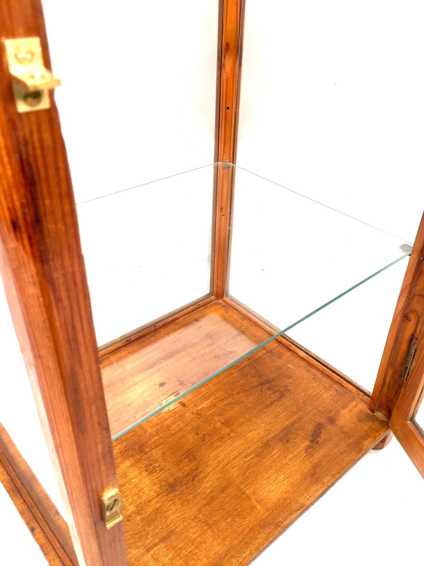 Antique Wooden Pine & Glazed Countertop Shop Display Cabinet / Mid 20th Century