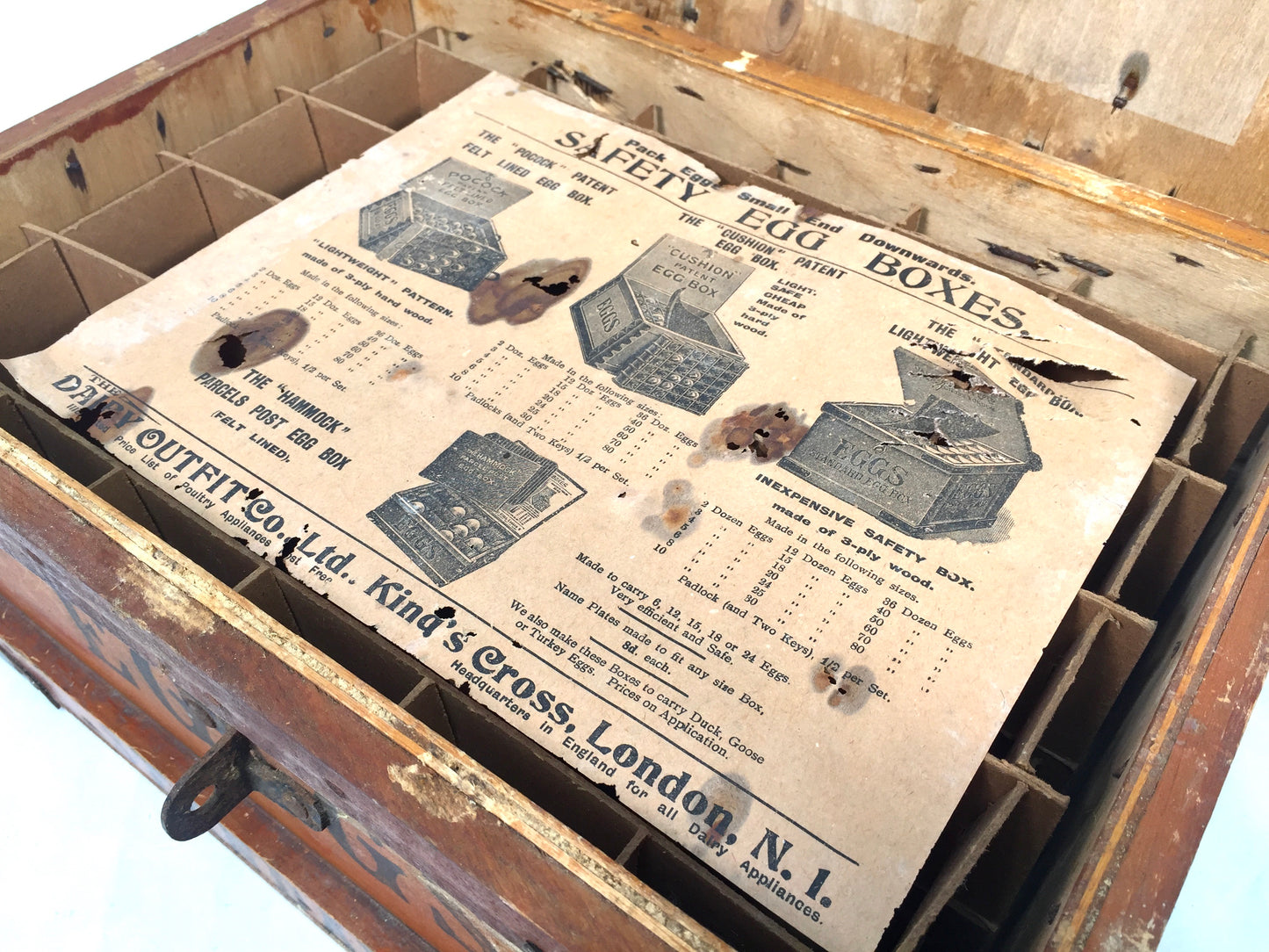 Antique Victorian Pine Travelling Railway Egg Crate The Dairy Outfit & Co London