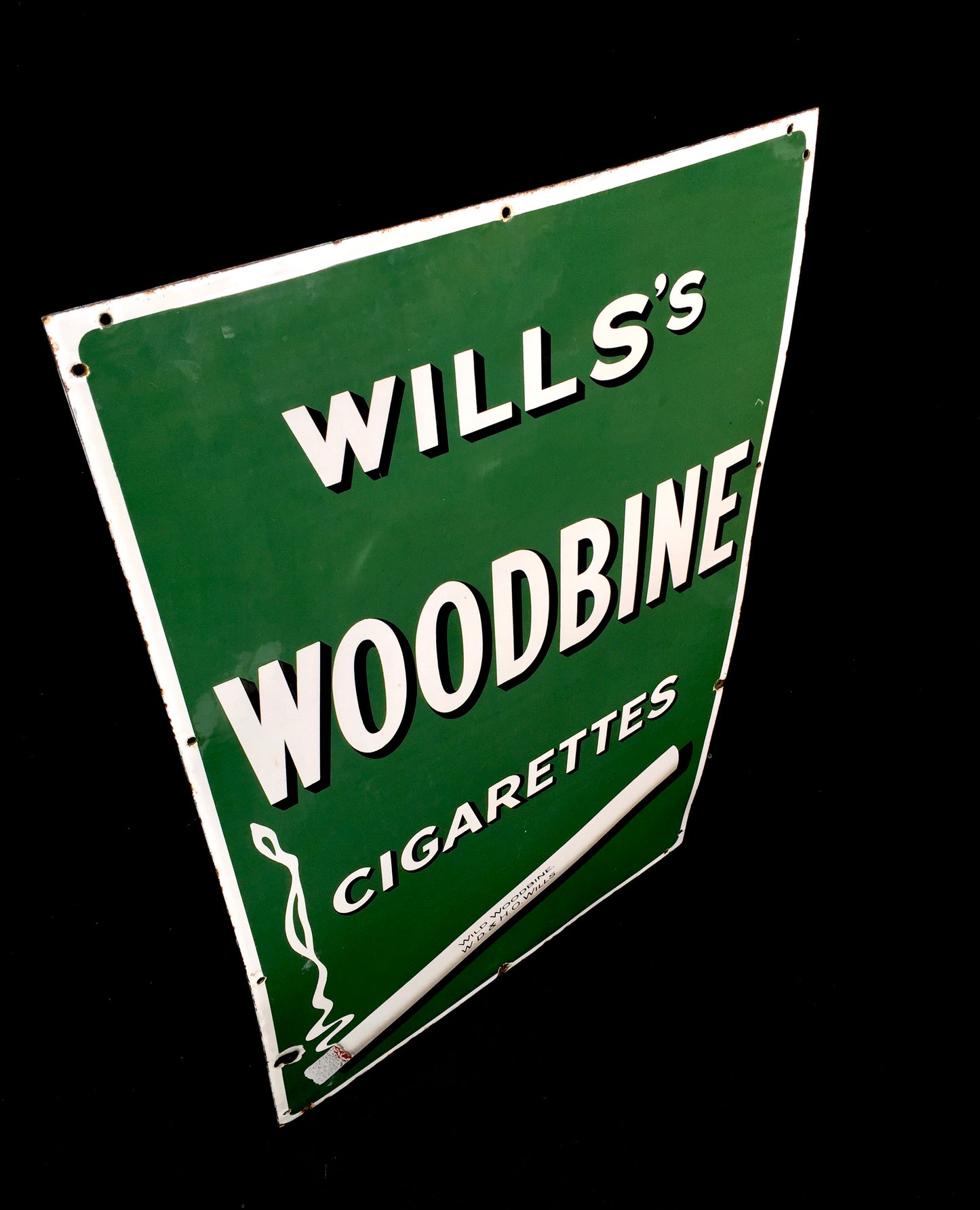 Vintage Advertising Large Enamel Wall Mounted Wills's Woodbine Cigarettes Sign