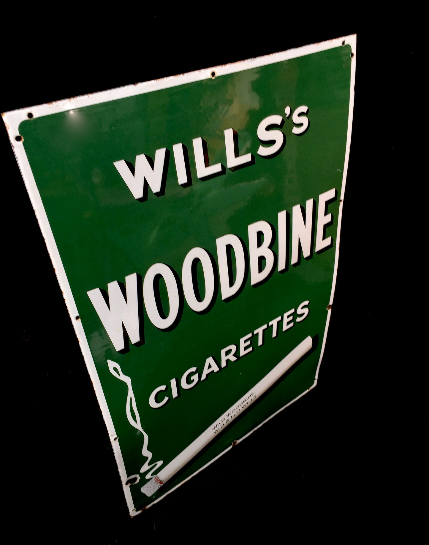 Vintage Advertising Large Enamel Wall Mounted Wills's Woodbine Cigarettes Sign