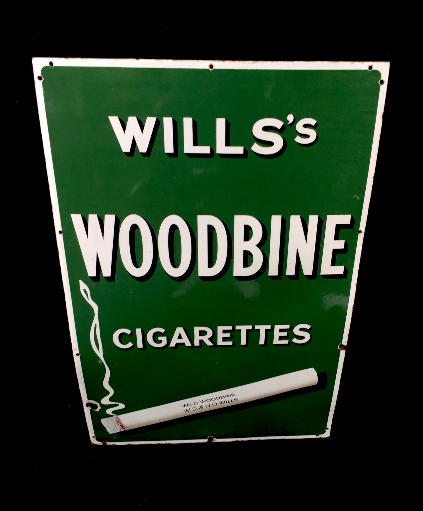 Vintage Advertising Large Enamel Wall Mounted Wills's Woodbine Cigarettes Sign