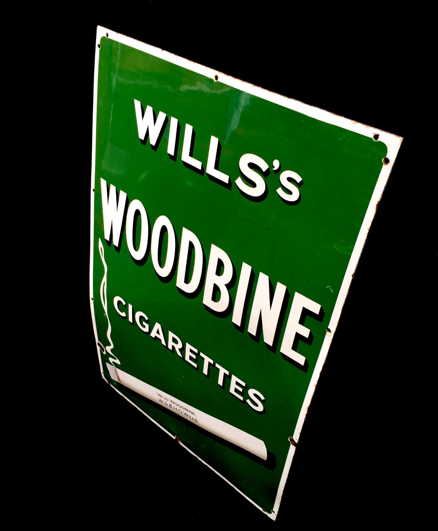 Vintage Advertising Large Enamel Wall Mounted Wills's Woodbine Cigarettes Sign