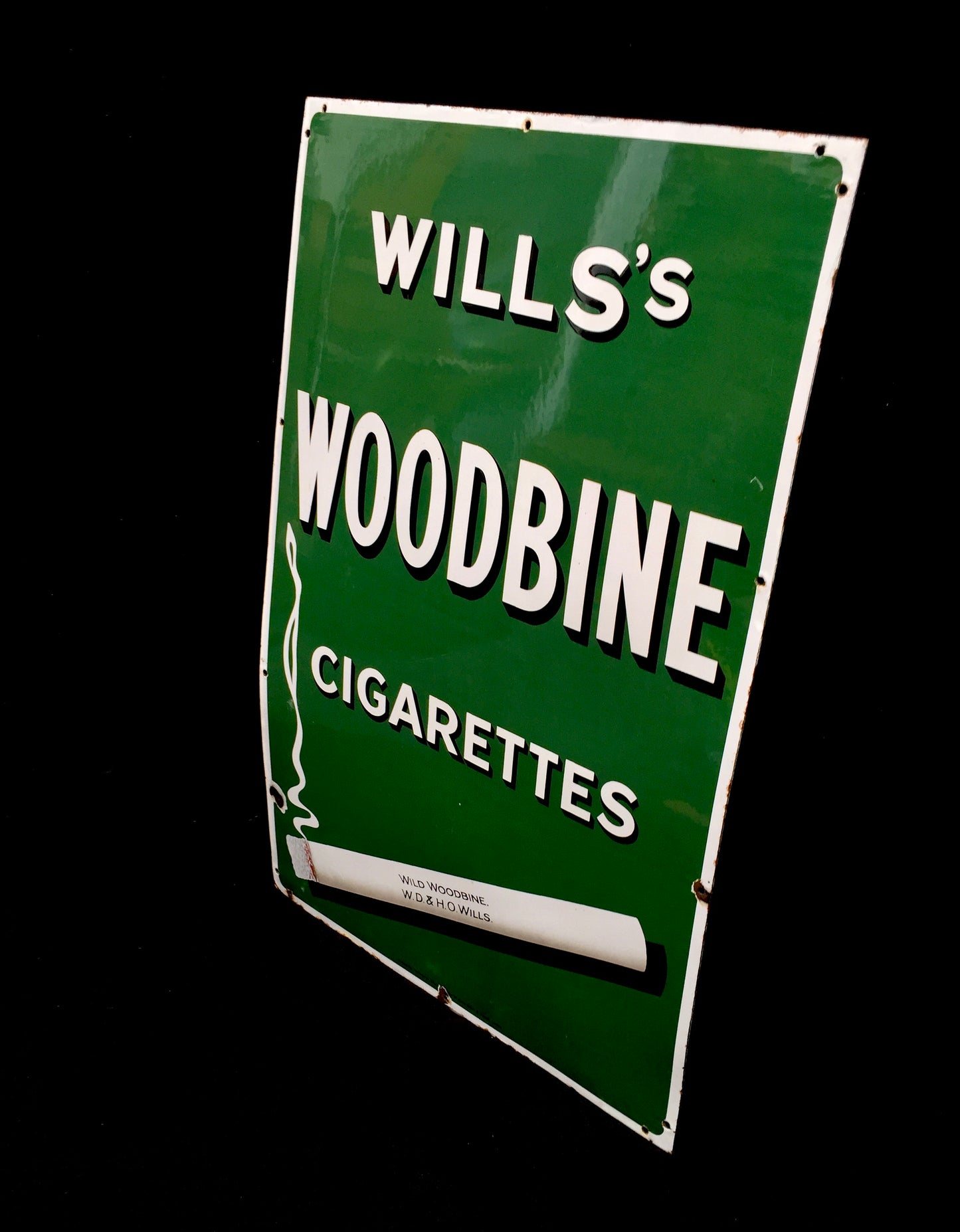 Vintage Advertising Large Enamel Wall Mounted Wills's Woodbine Cigarettes Sign
