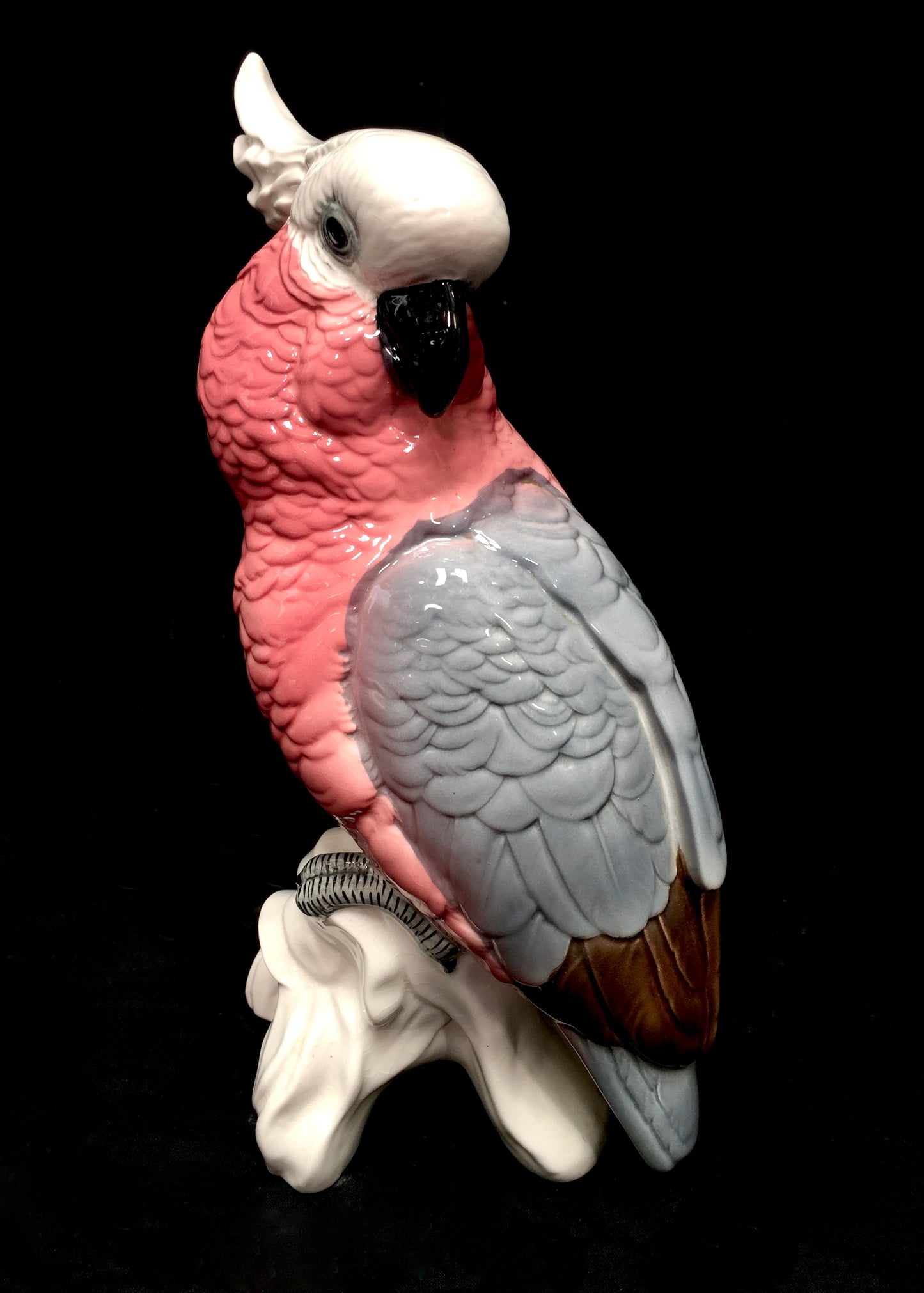 Vintage Large Beswick Porcelain Pink & Grey Cockatoo Figurine Statue Model 1180