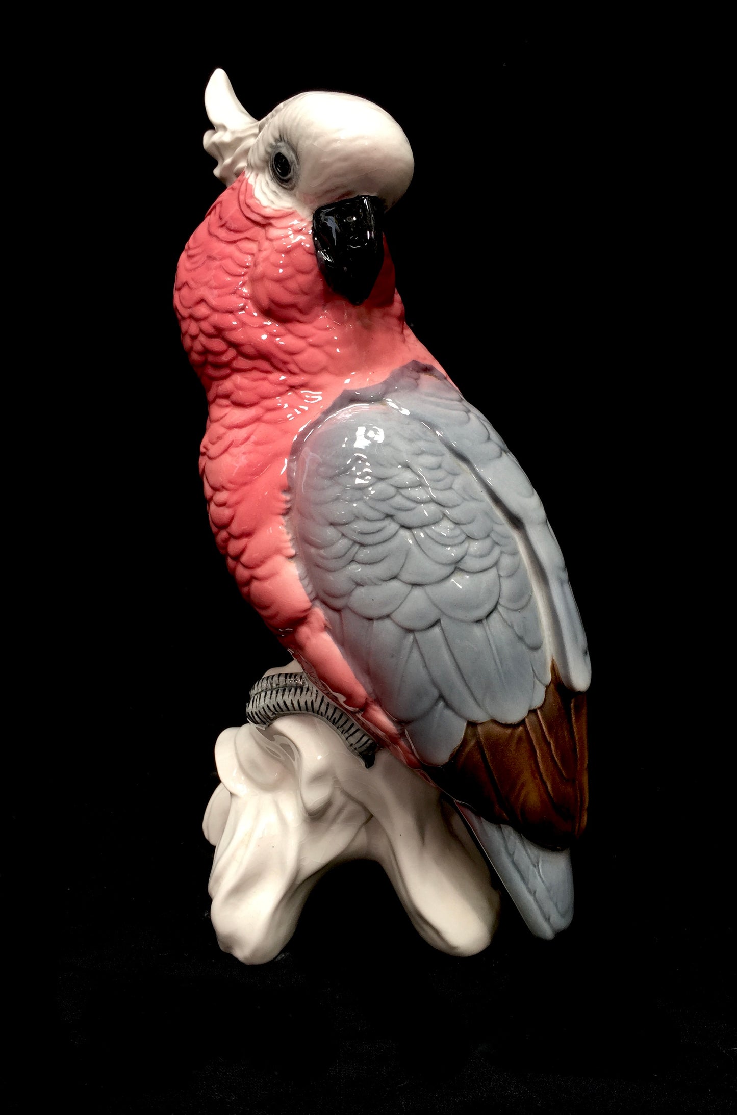 Vintage Large Beswick Porcelain Pink & Grey Cockatoo Figurine Statue Model 1180