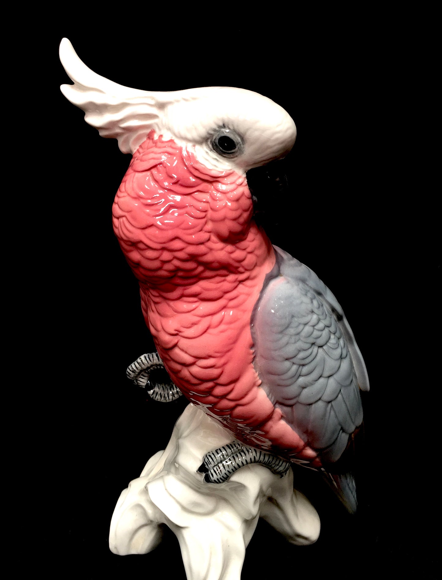 Vintage Large Beswick Porcelain Pink & Grey Cockatoo Figurine Statue Model 1180