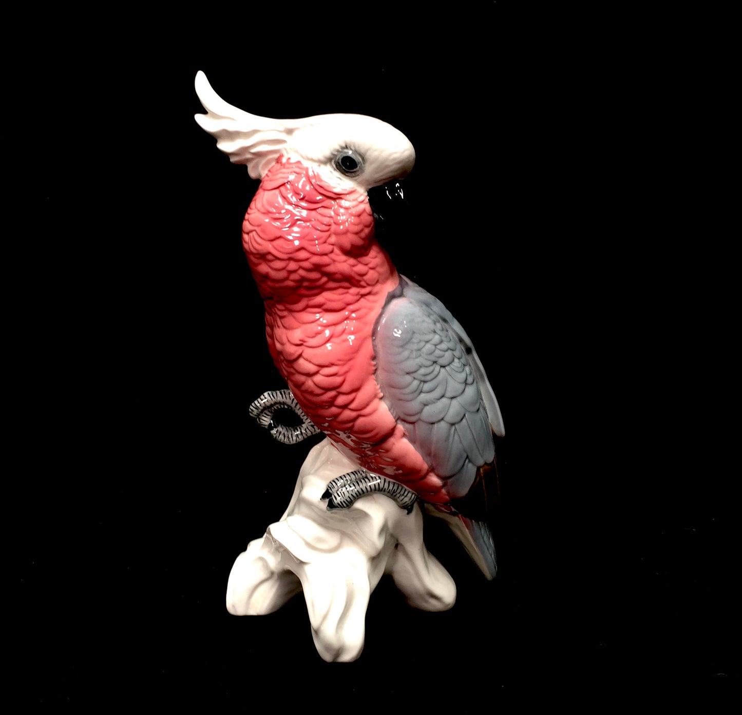 Vintage Large Beswick Porcelain Pink & Grey Cockatoo Figurine Statue Model 1180