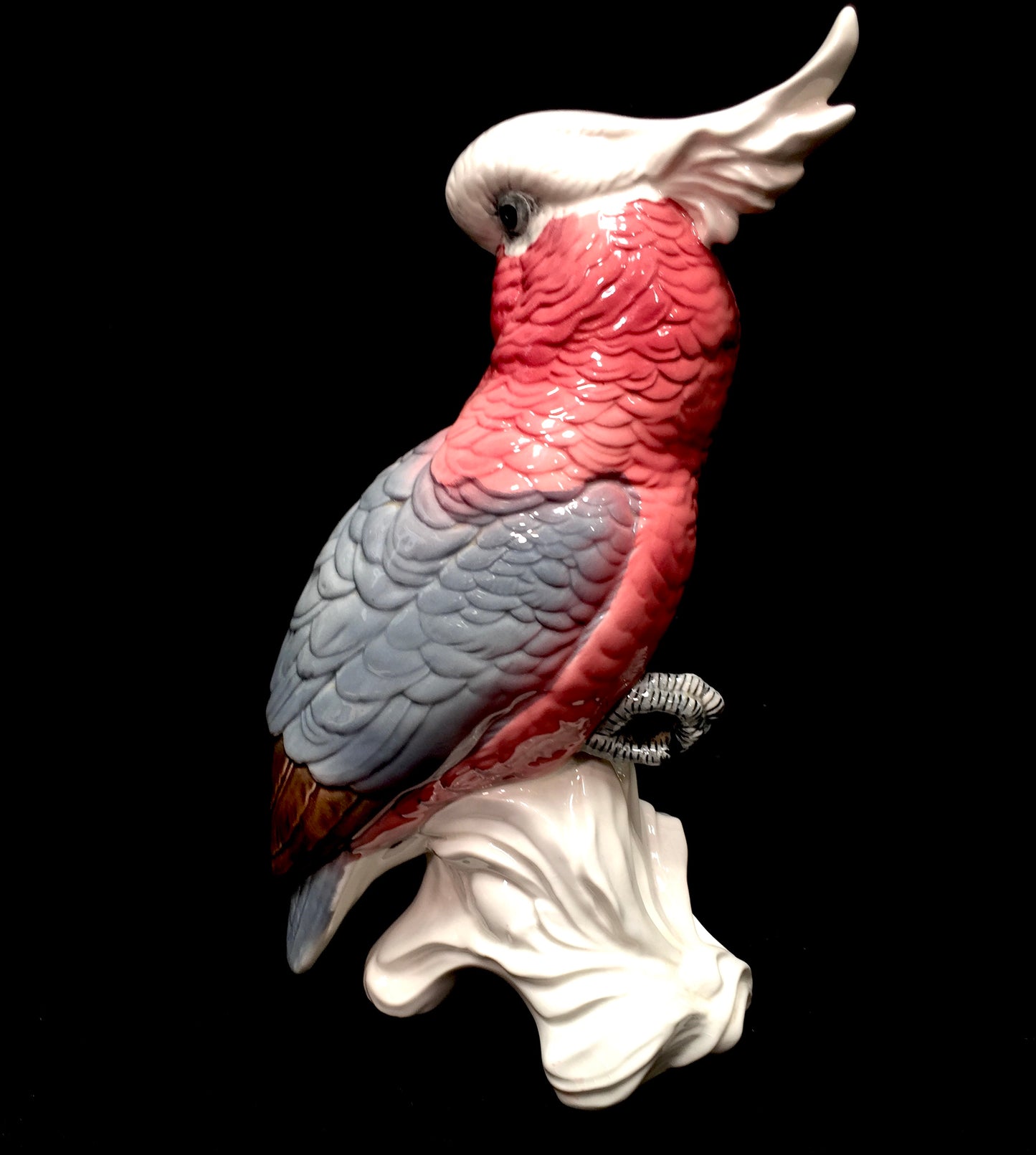 Vintage Large Beswick Porcelain Pink & Grey Cockatoo Figurine Statue Model 1180
