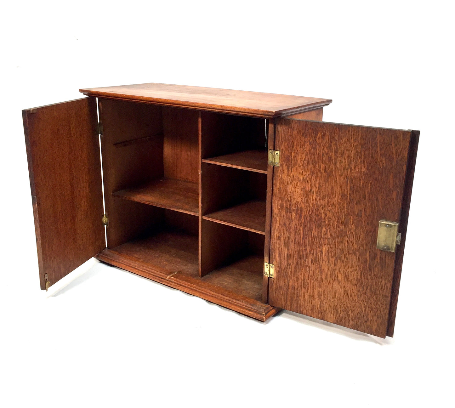 Antique Wooden Oak Arts & Crafts Storage Cabinet / Desktop Box with Key c.1920