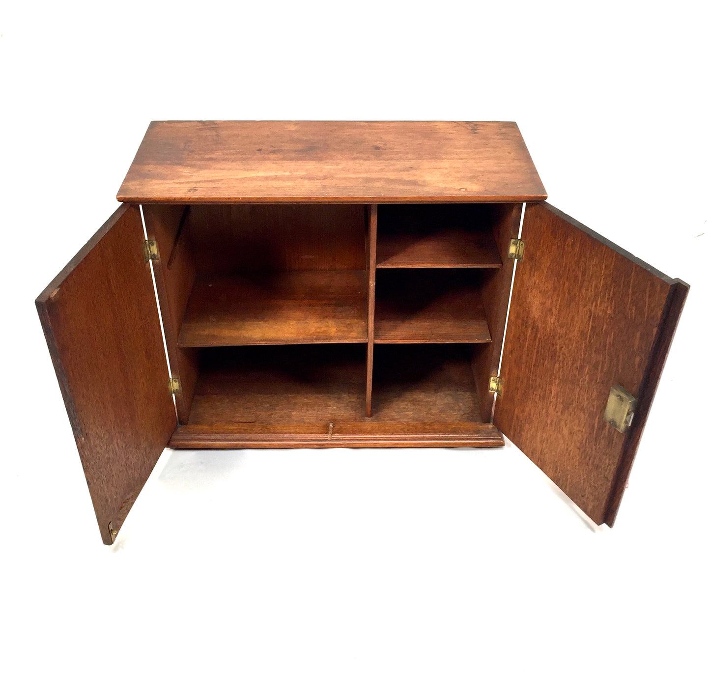 Antique Wooden Oak Arts & Crafts Storage Cabinet / Desktop Box with Key c.1920