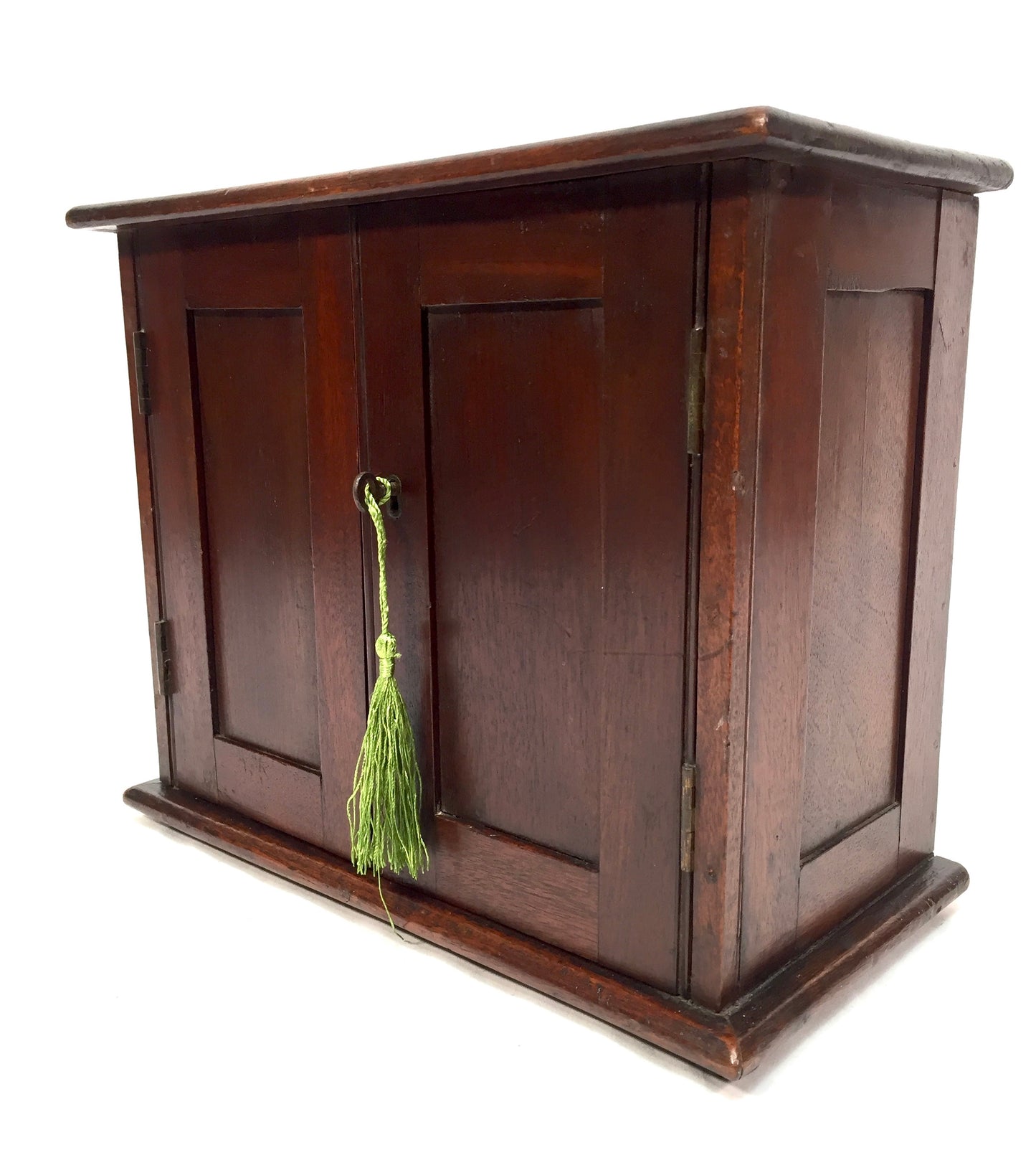 Antique Wooden Stained Oak Storage Cabinet / Desktop Box with Key c.1910