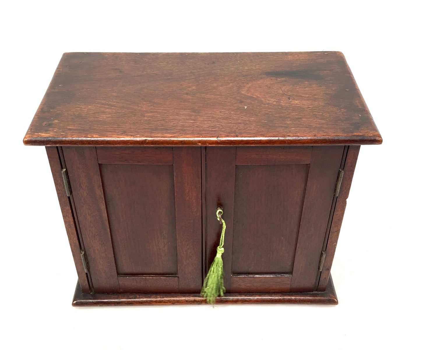 Antique Wooden Stained Oak Storage Cabinet / Desktop Box with Key c.1910