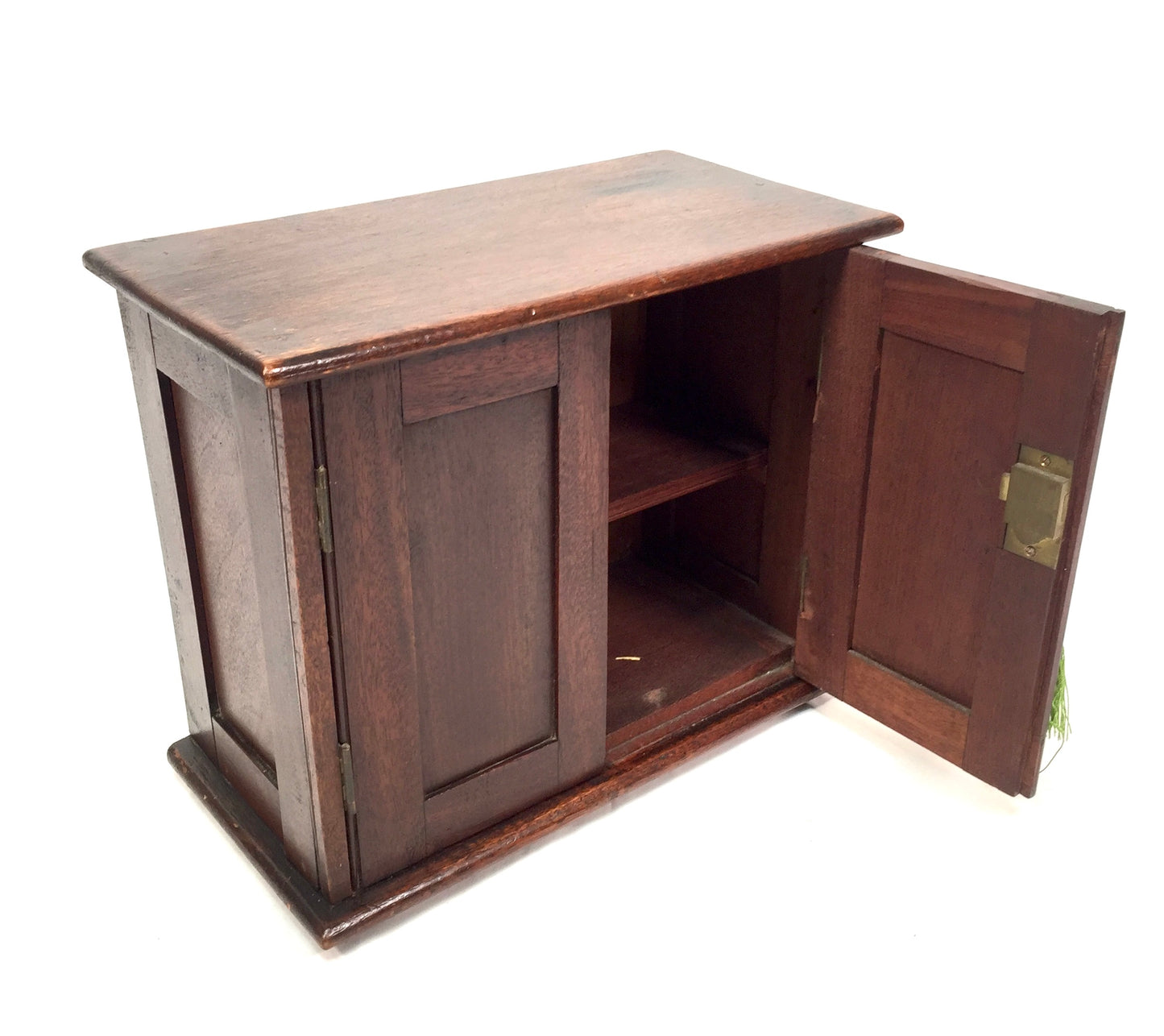 Antique Wooden Stained Oak Storage Cabinet / Desktop Box with Key c.1910