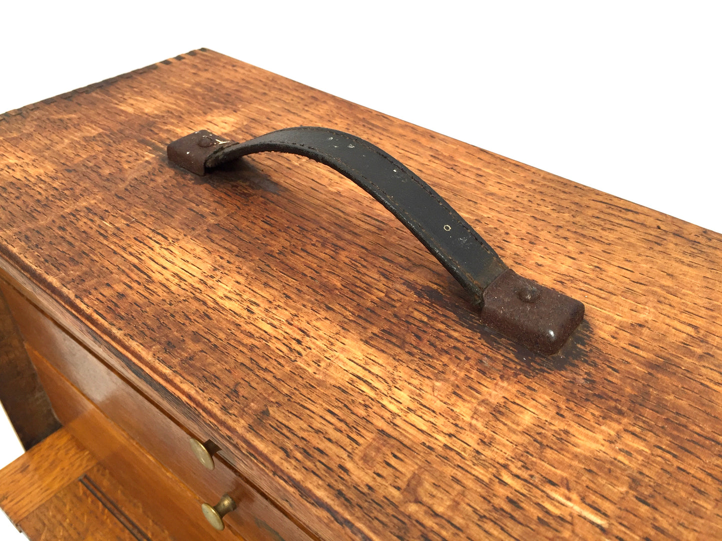 Antique Wooden Oak 1930s Engineers Toolbox / Tool Box Collectors Cabinet Storage