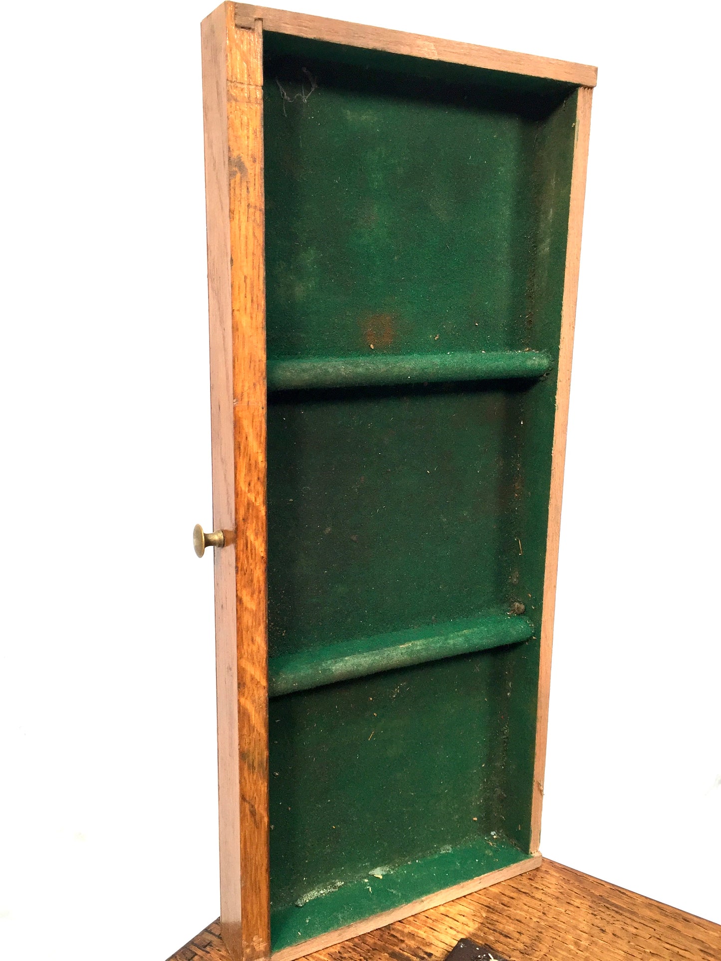 Antique Wooden Oak 1930s Engineers Toolbox / Tool Box Collectors Cabinet Storage