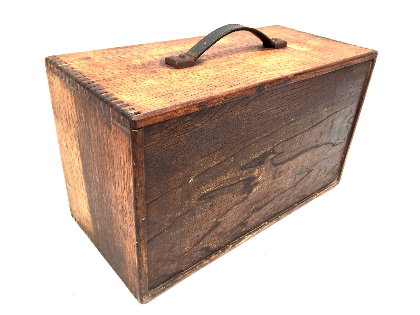 Antique Wooden Oak 1930s Engineers Toolbox / Tool Box Collectors Cabinet Storage