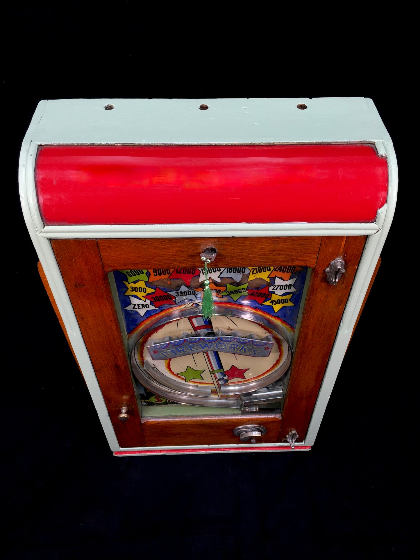 Antique Stevenson & Lovett Arcade Coin Operated Penny Machine Fireworks Working