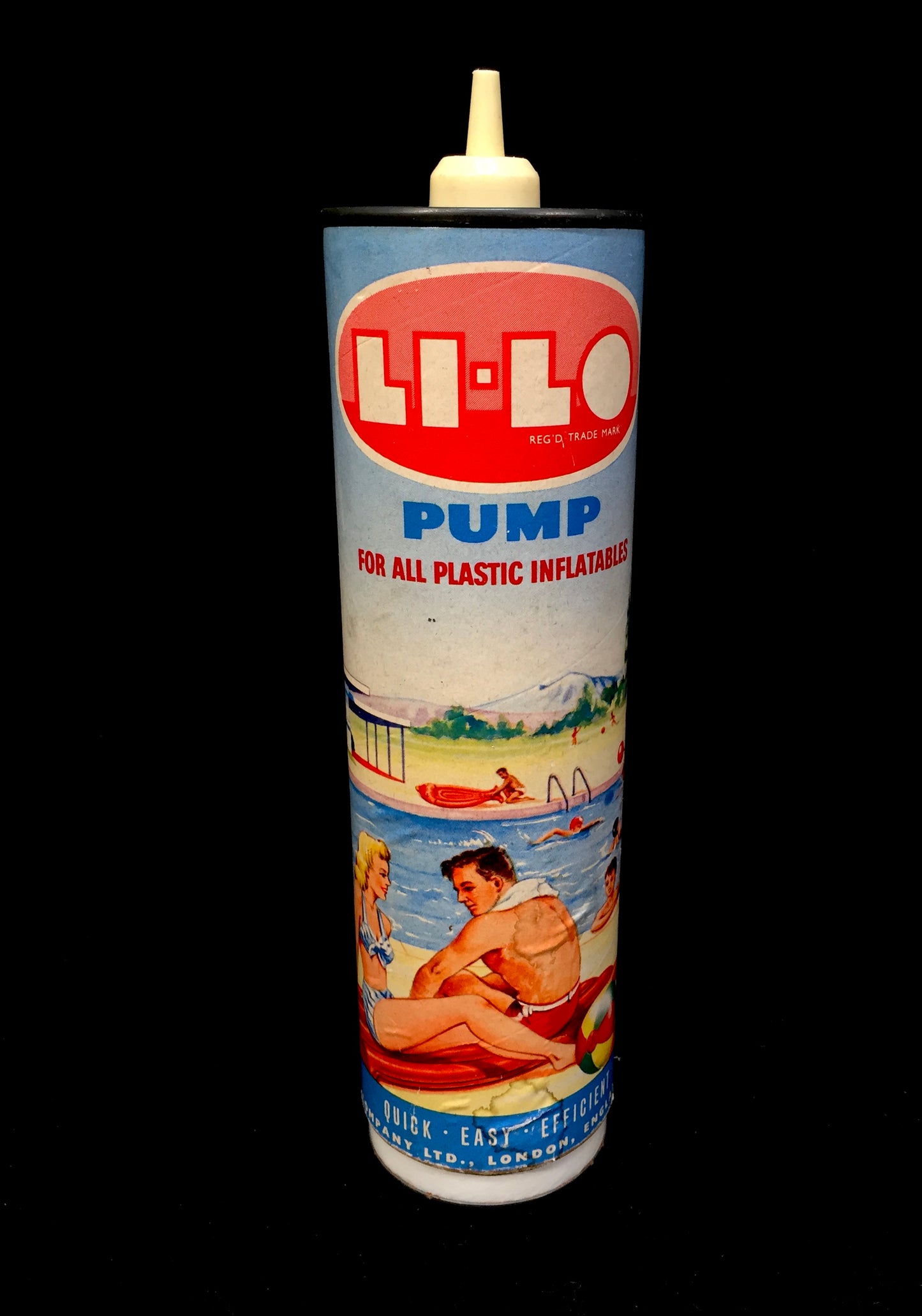 Vintage 1970s Li-Lo Card Board Hand Pump for Beach Inflatables / PaCa Liverpool