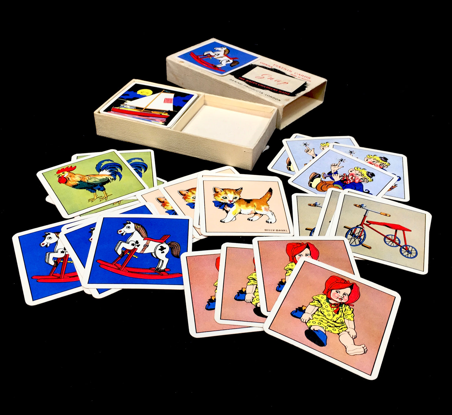 Vintage 1950s Snap Playing Cards Game by Benno Products of London Complete Boxed
