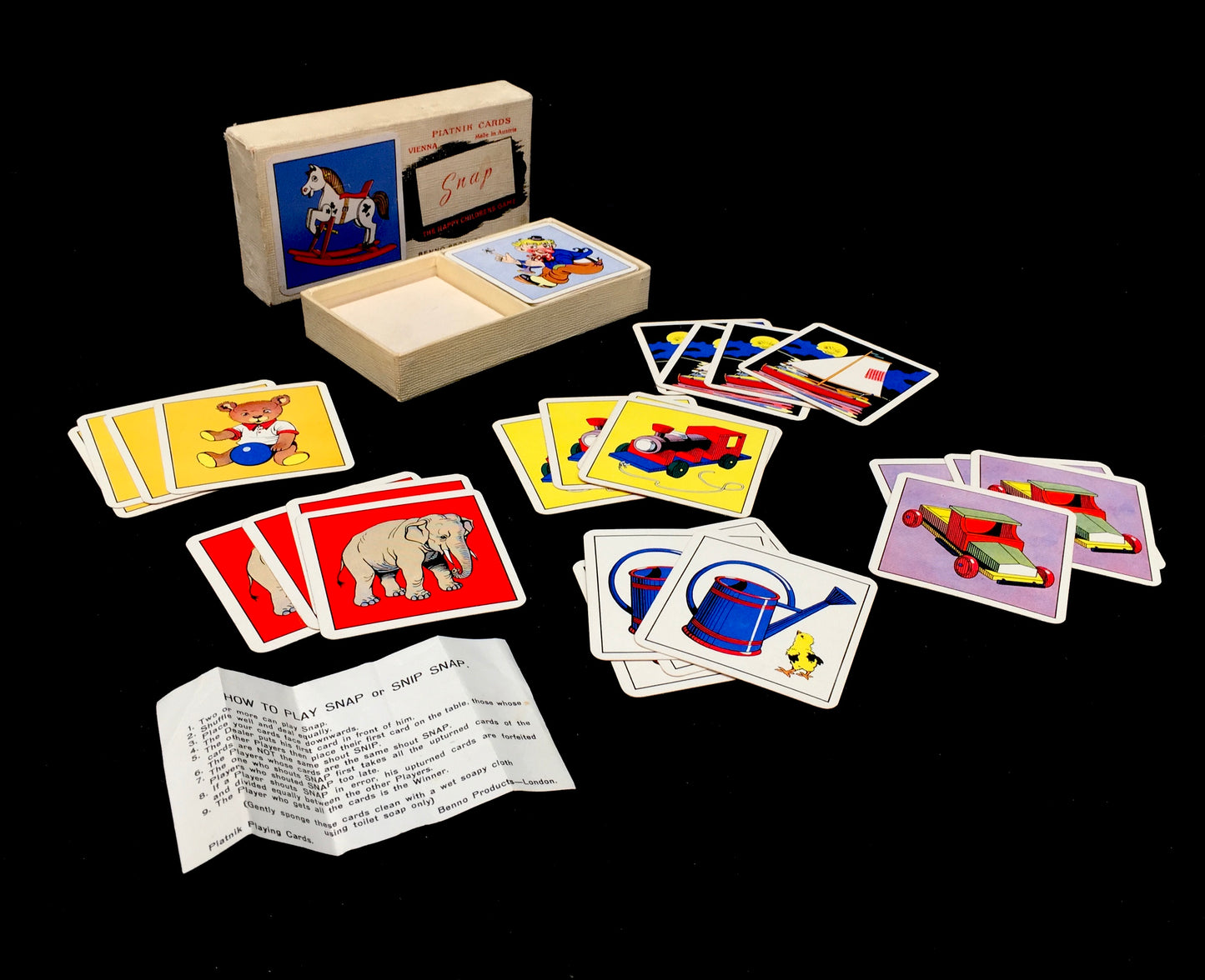Vintage 1950s Snap Playing Cards Game by Benno Products of London Complete Boxed
