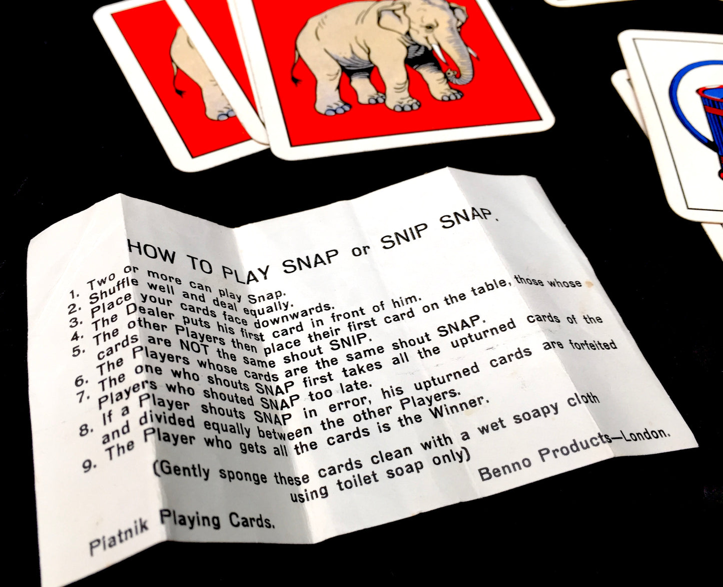 Vintage 1950s Snap Playing Cards Game by Benno Products of London Complete Boxed