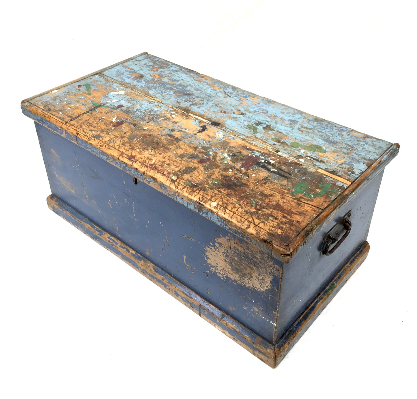 Antique 19th Century Wooden Coffer / Trunk / Blanket Box / Hand Painted c.1890