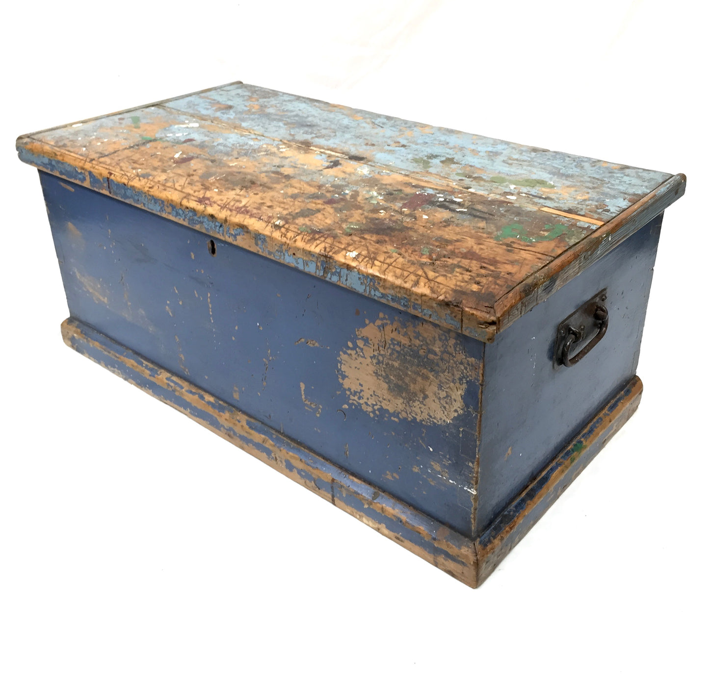 Antique 19th Century Wooden Coffer / Trunk / Blanket Box / Hand Painted c.1890