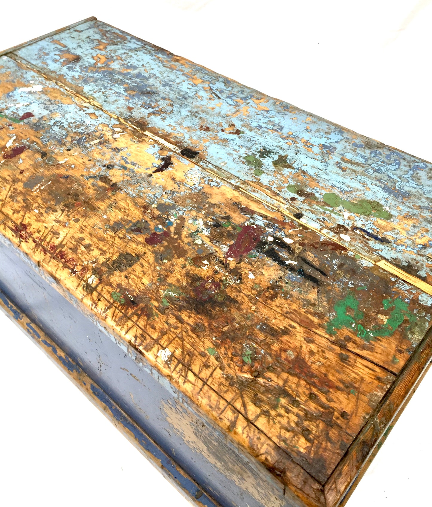 Antique 19th Century Wooden Coffer / Trunk / Blanket Box / Hand Painted c.1890