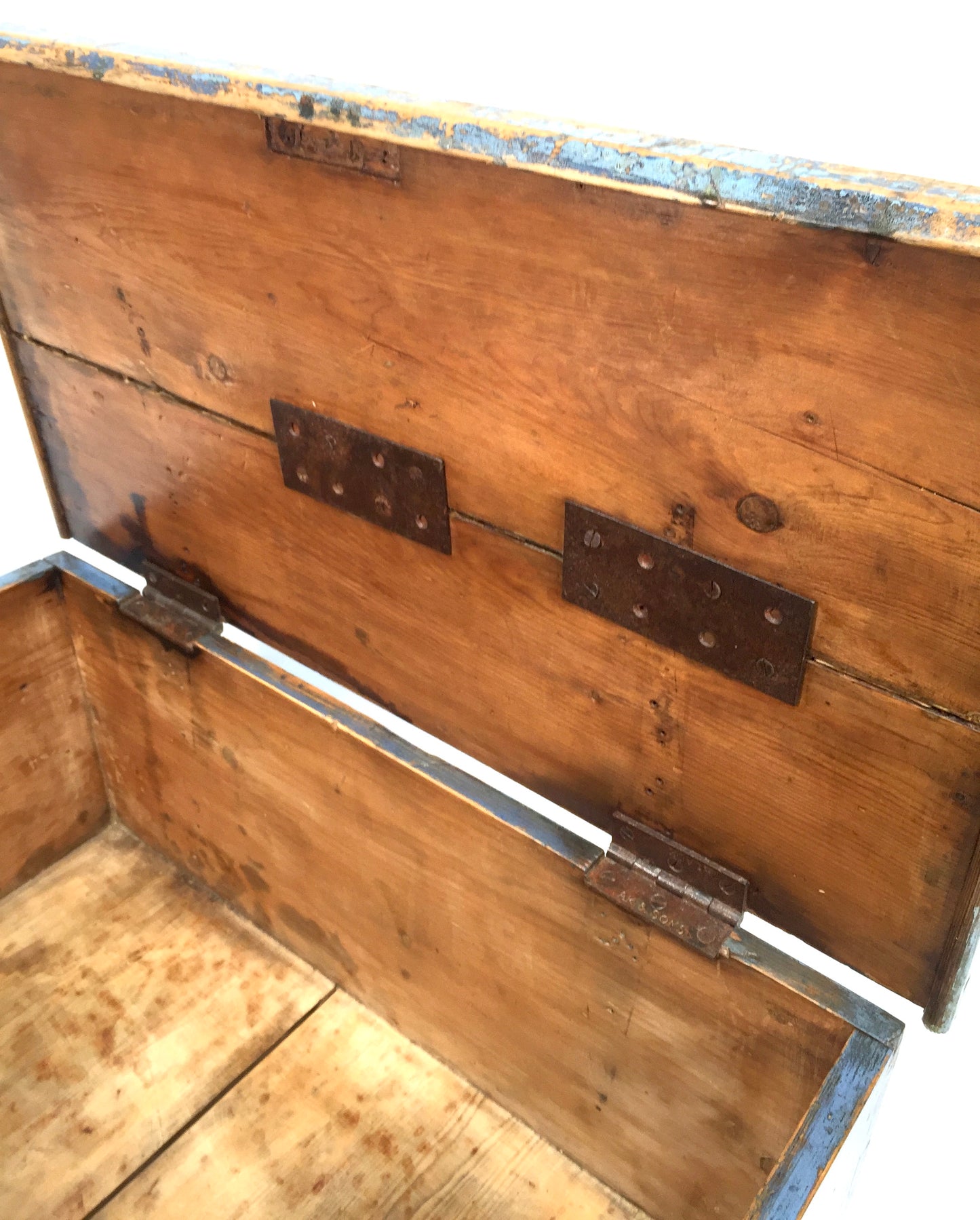 Antique 19th Century Wooden Coffer / Trunk / Blanket Box / Hand Painted c.1890