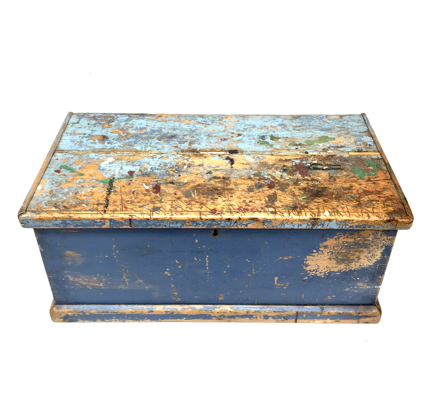 Antique 19th Century Wooden Coffer / Trunk / Blanket Box / Hand Painted c.1890