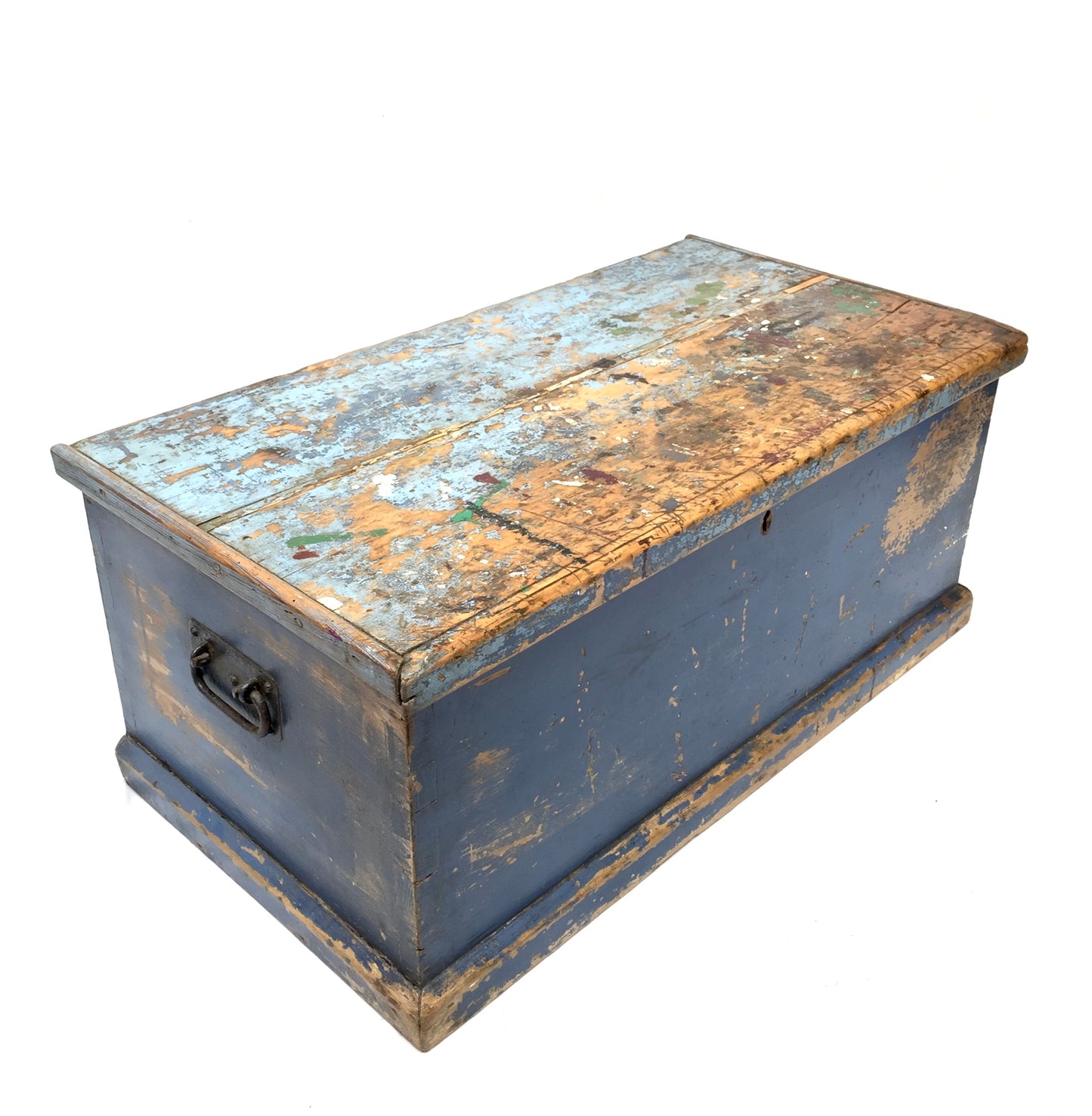 Antique 19th Century Wooden Coffer / Trunk / Blanket Box / Hand Painted c.1890
