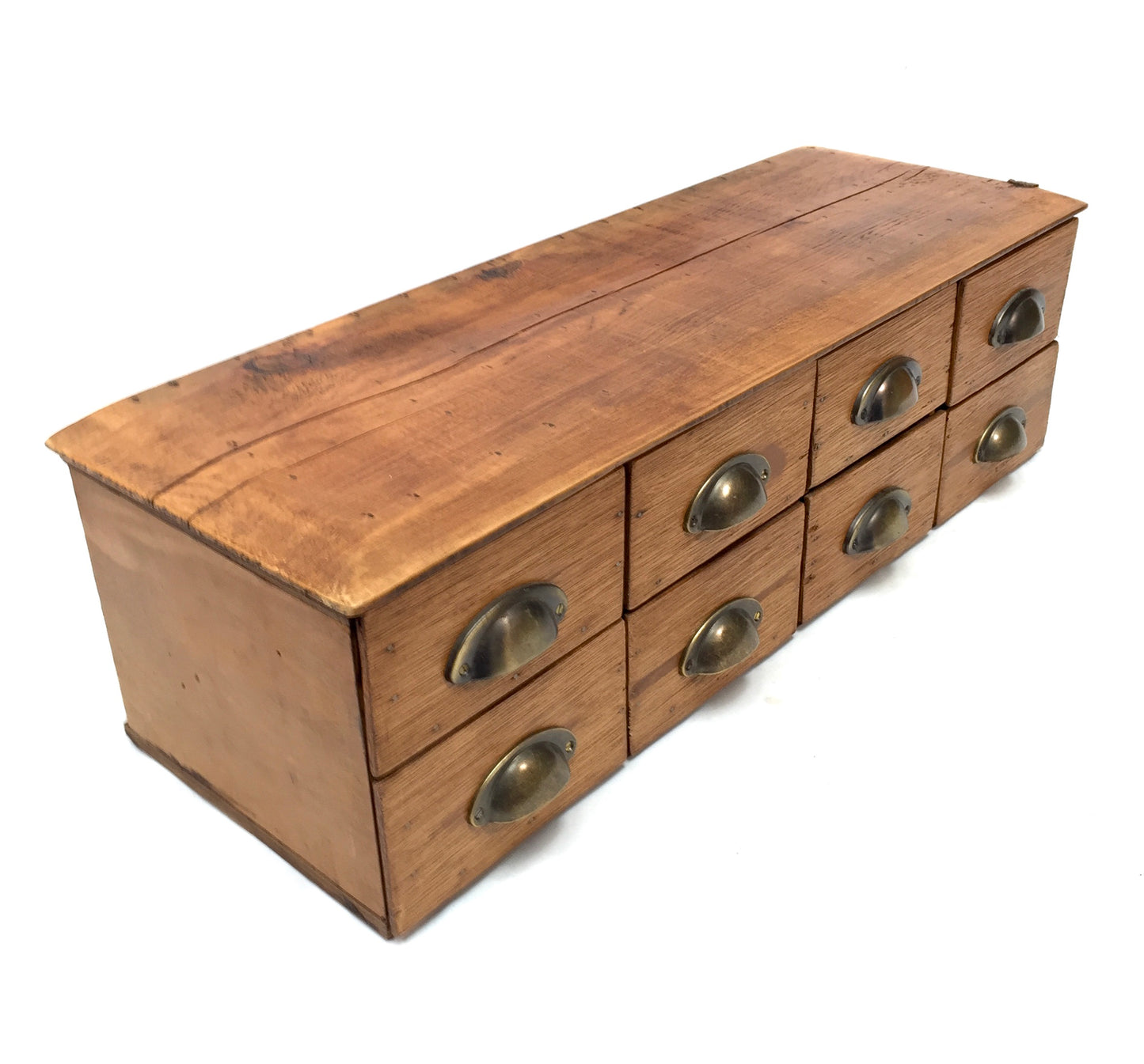 Antique Wooden French Elm Desktop Stationery Filing Drawers / Cabinet / Box