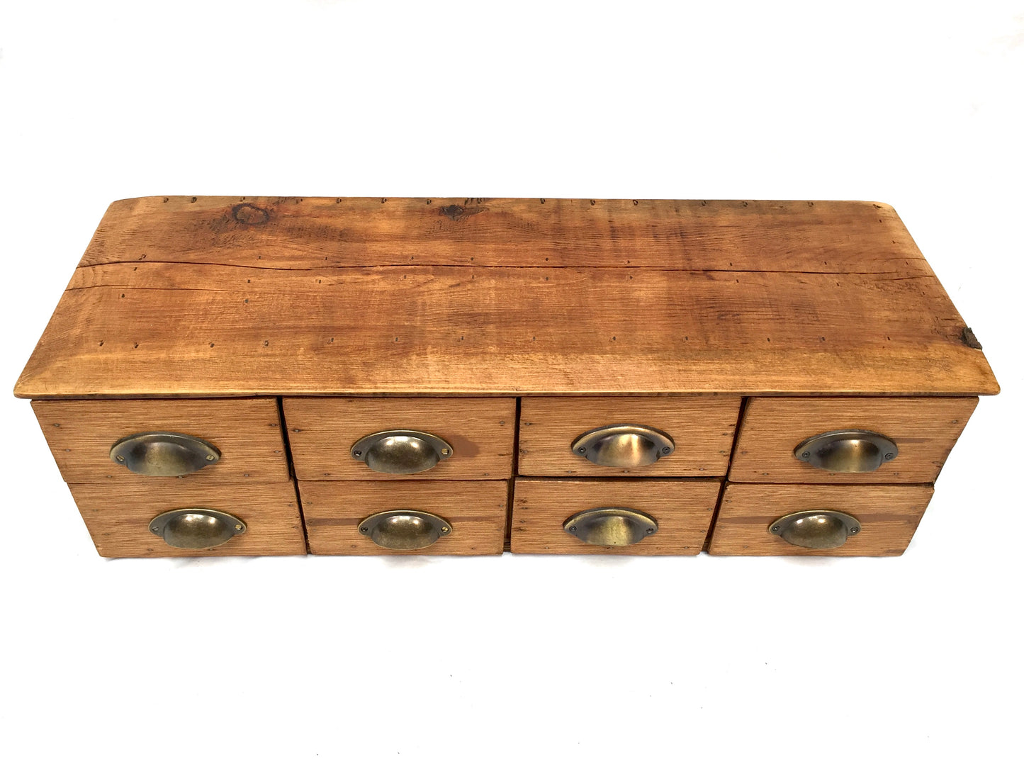 Antique Wooden French Elm Desktop Stationery Filing Drawers / Cabinet / Box