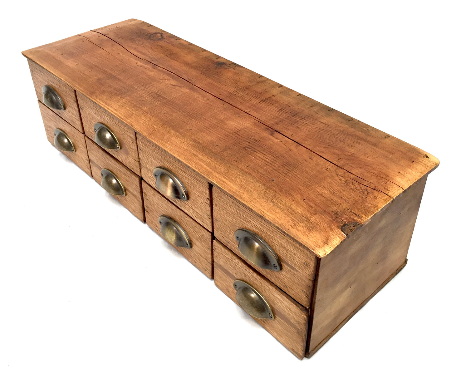 Antique Wooden French Elm Desktop Stationery Filing Drawers / Cabinet / Box