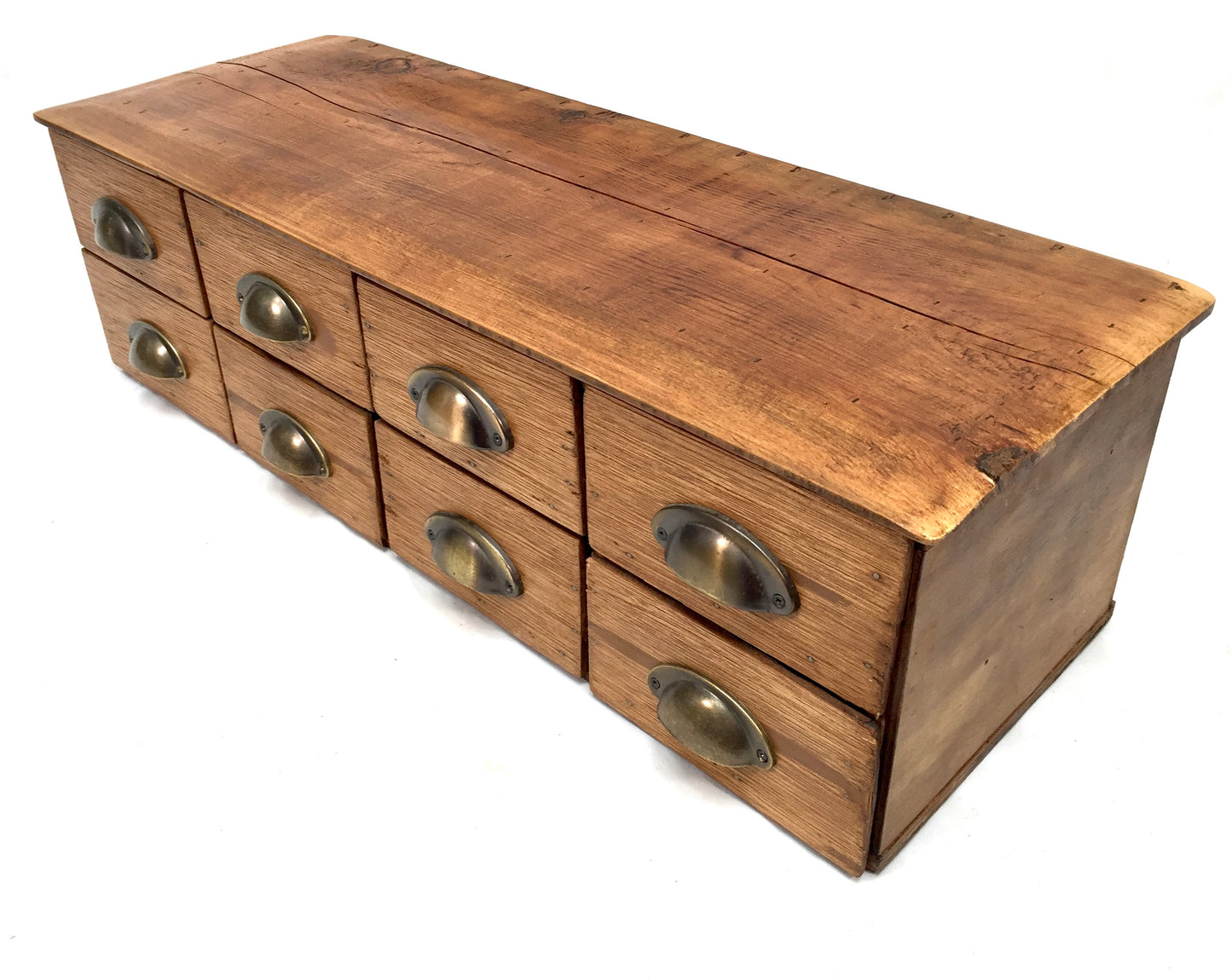 Antique Wooden French Elm Desktop Stationery Filing Drawers / Cabinet / Box