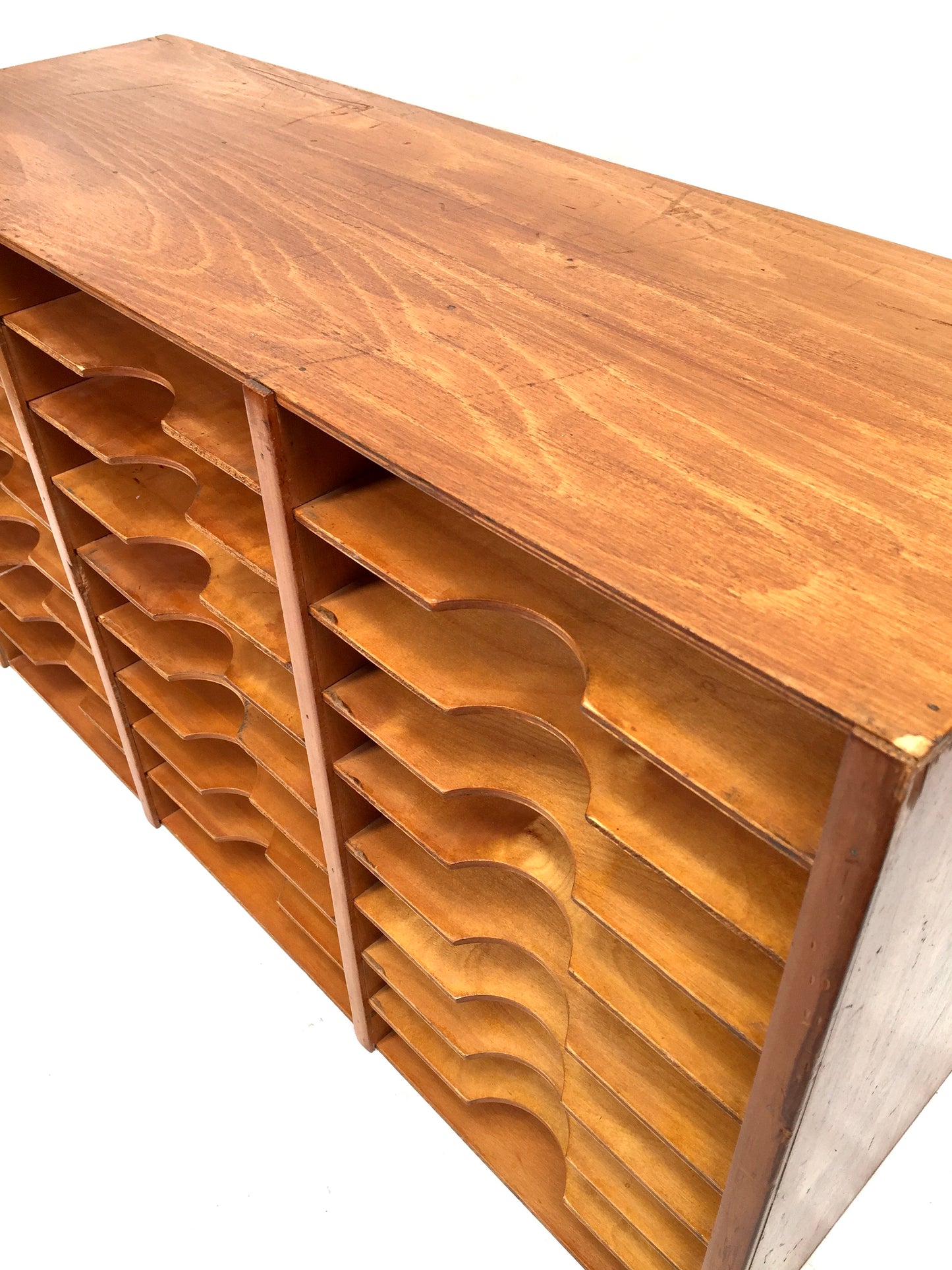 Antique Wooden Desktop Stationery Filing Cabinet / Pigeon Hole Letter Unit Rack