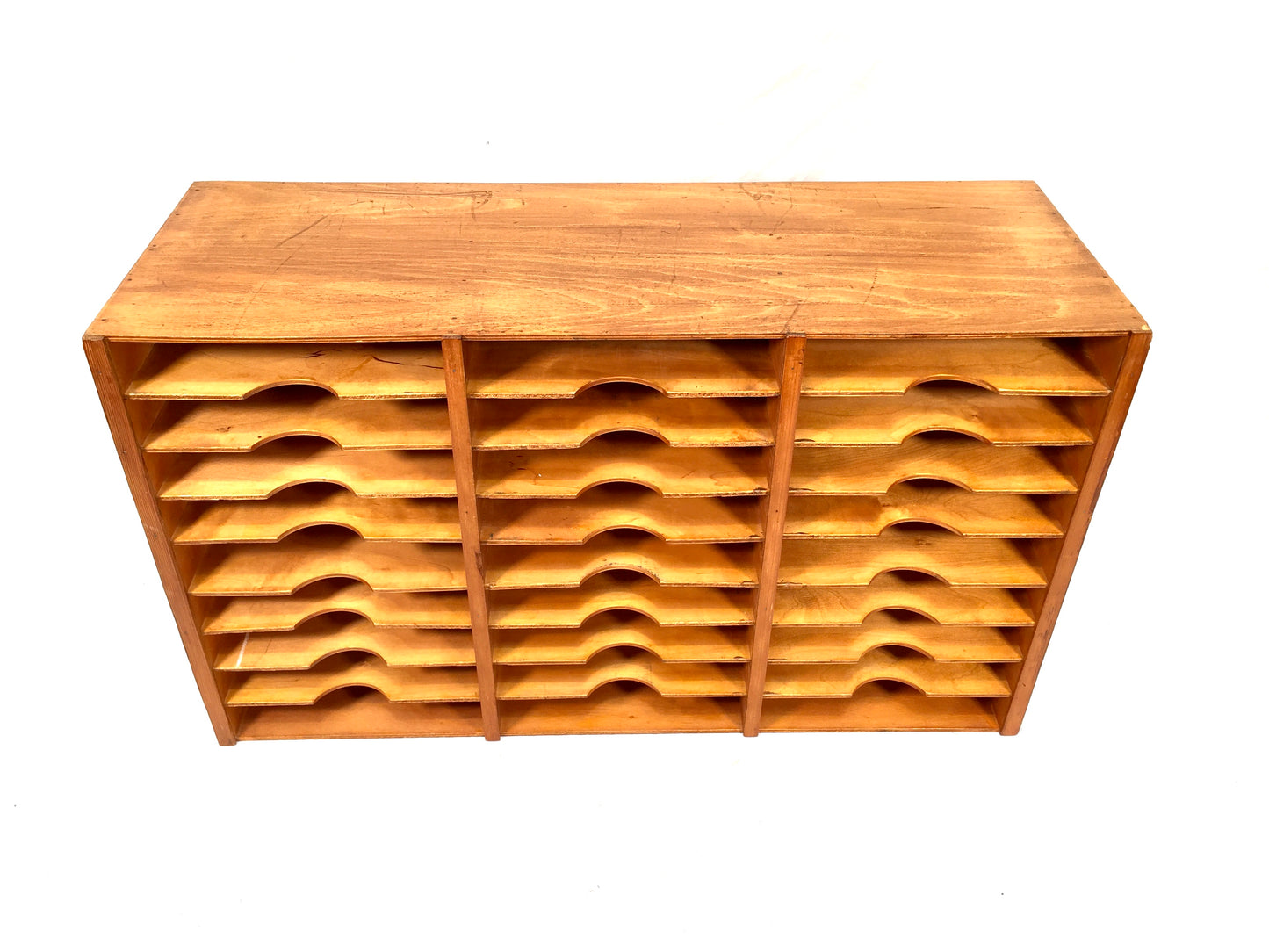 Antique Wooden Desktop Stationery Filing Cabinet / Pigeon Hole Letter Unit Rack