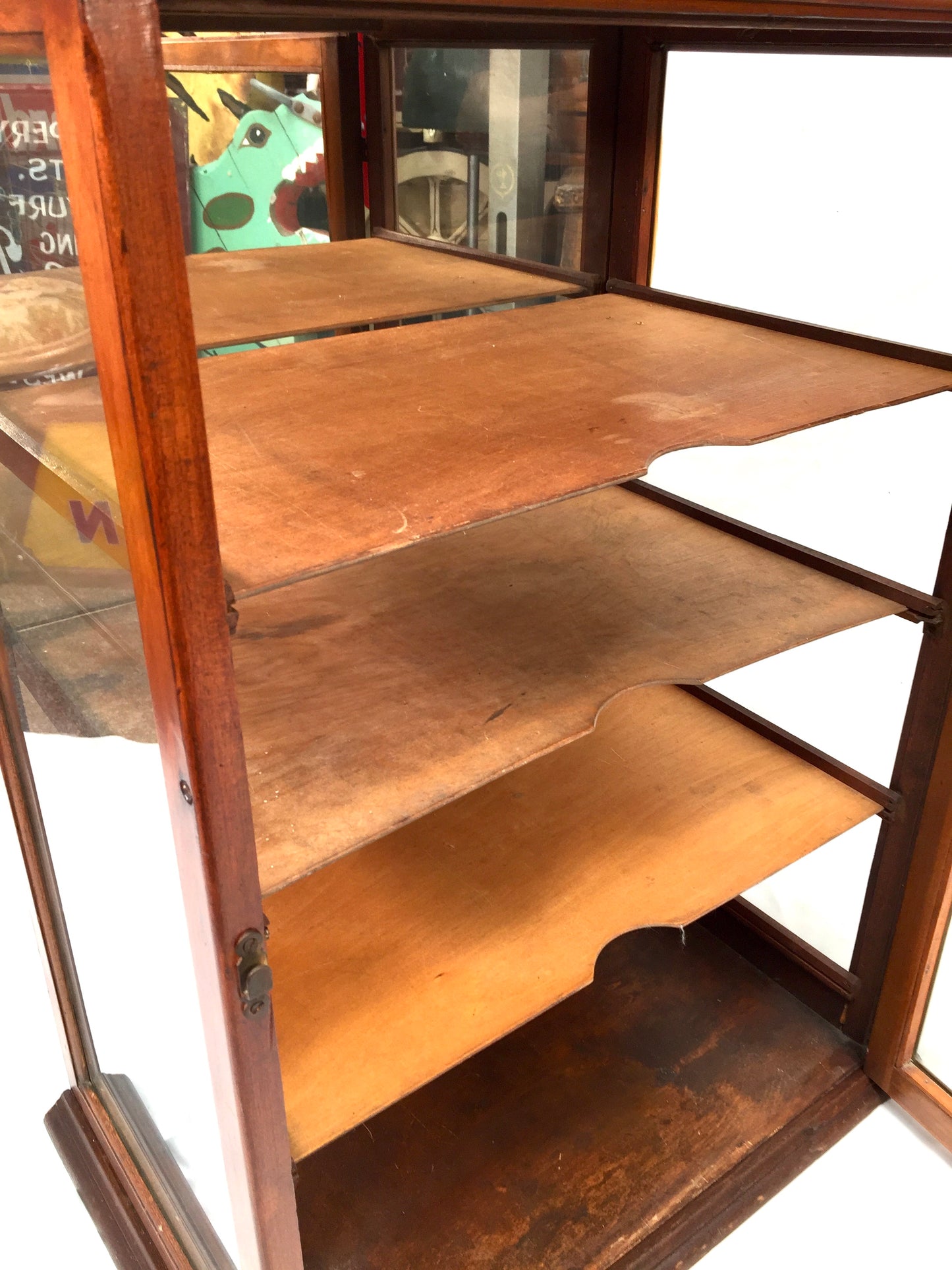 Antique Wooden & Glass Shop Counter Display Cabinet / Collectors Unit c.1930