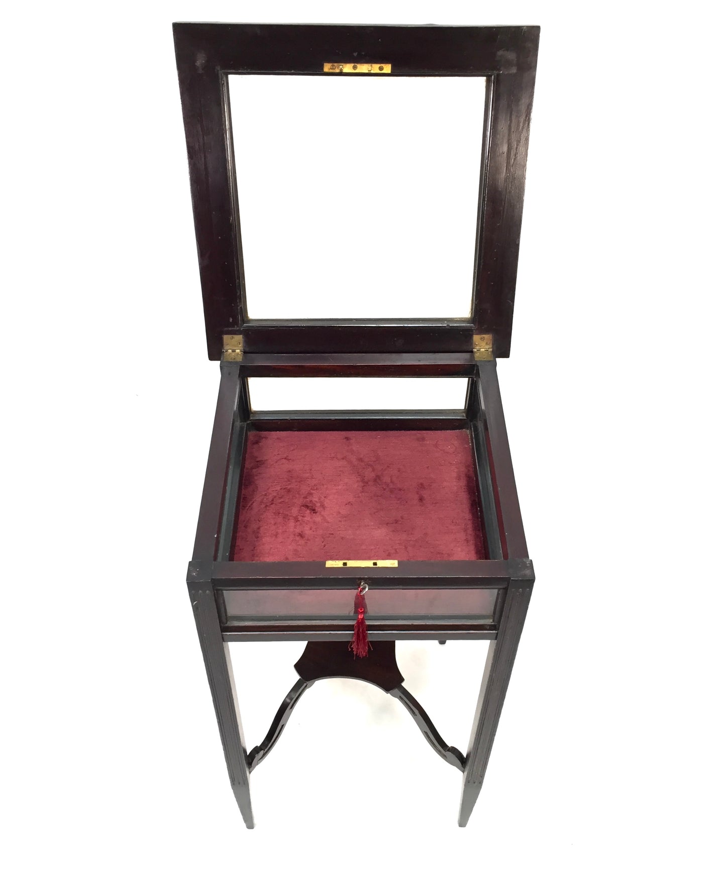 Antique Edwardian Wooden Bijouterie Display Table & Storage Cabinet c1910 & Key