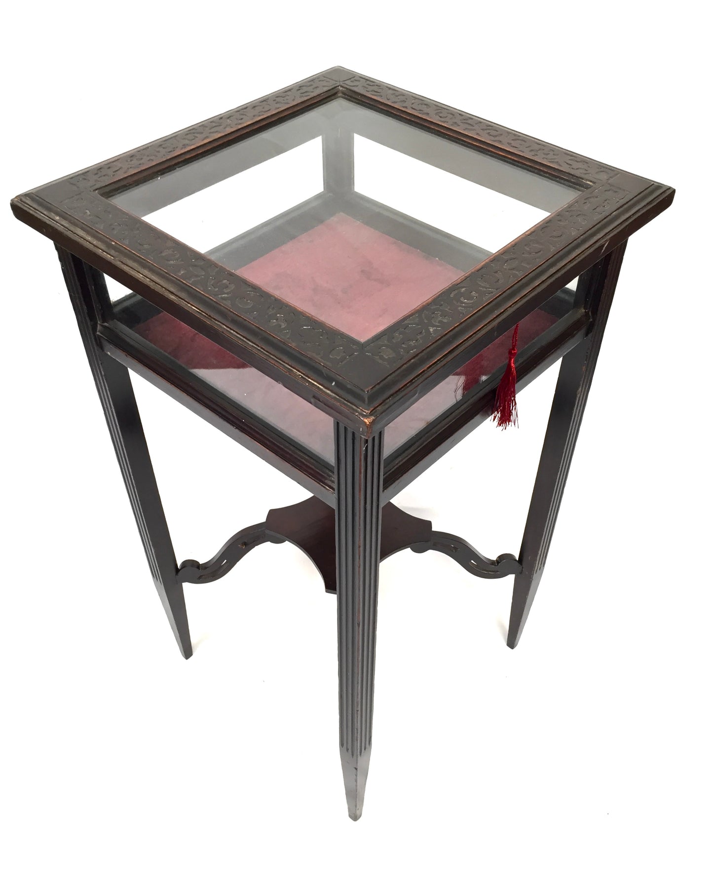 Antique Edwardian Wooden Bijouterie Display Table & Storage Cabinet c1910 & Key