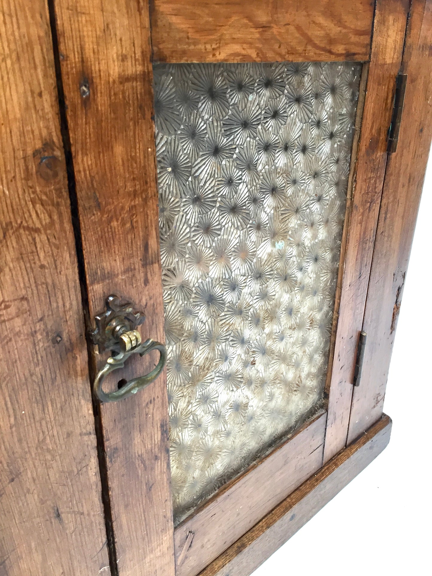 Antique French Wooden Pine & Glass Fronted Display Cabinet / Storage Box c.1900