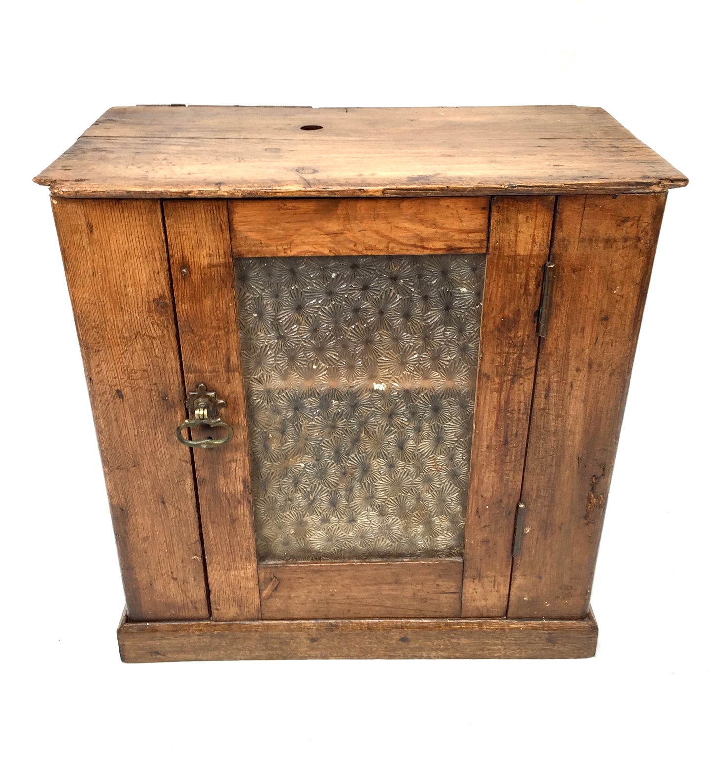 Antique French Wooden Pine & Glass Fronted Display Cabinet / Storage Box c.1900