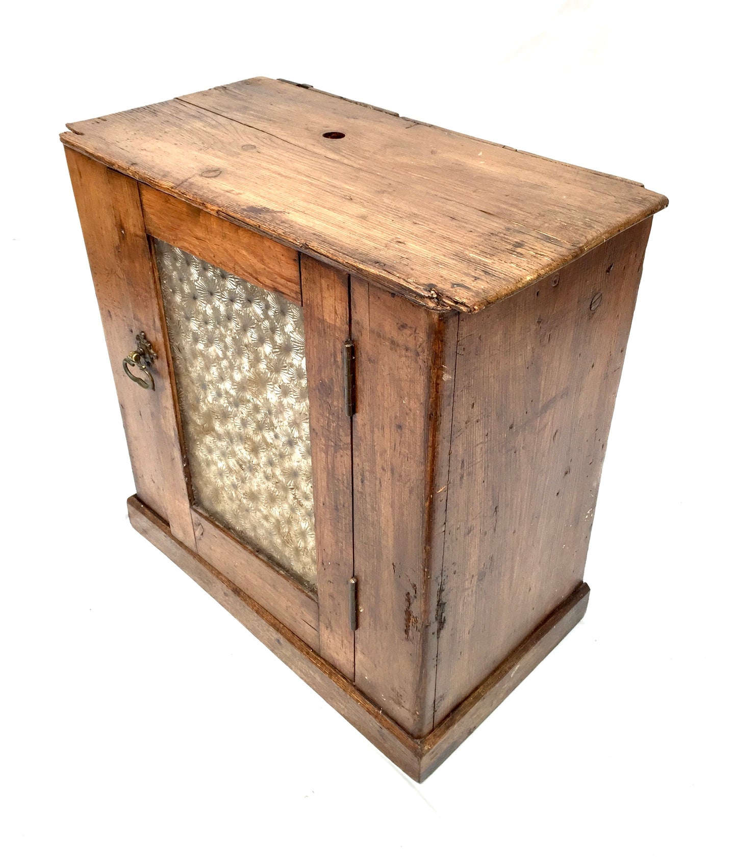 Antique French Wooden Pine & Glass Fronted Display Cabinet / Storage Box c.1900