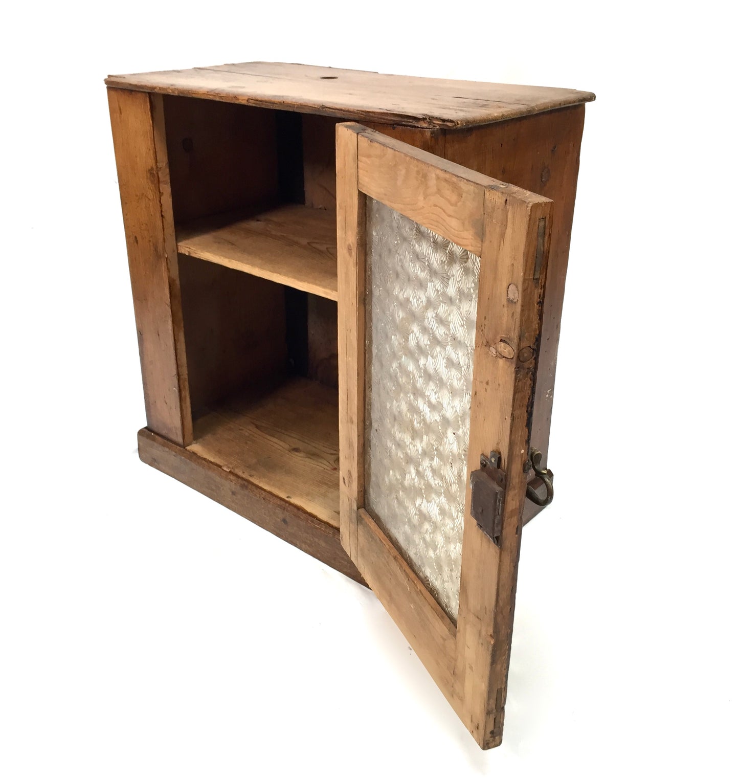 Antique French Wooden Pine & Glass Fronted Display Cabinet / Storage Box c.1900