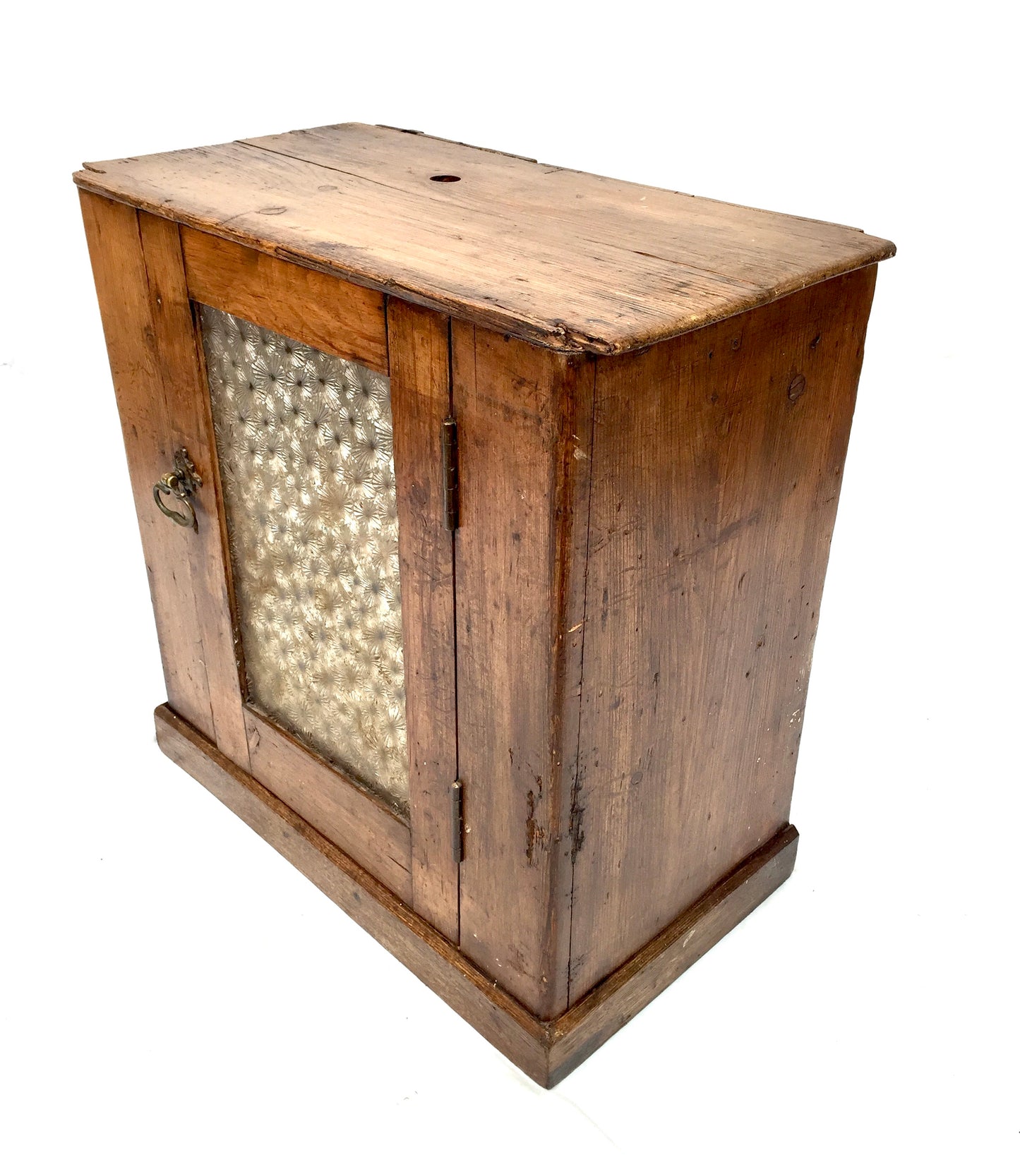 Antique French Wooden Pine & Glass Fronted Display Cabinet / Storage Box c.1900