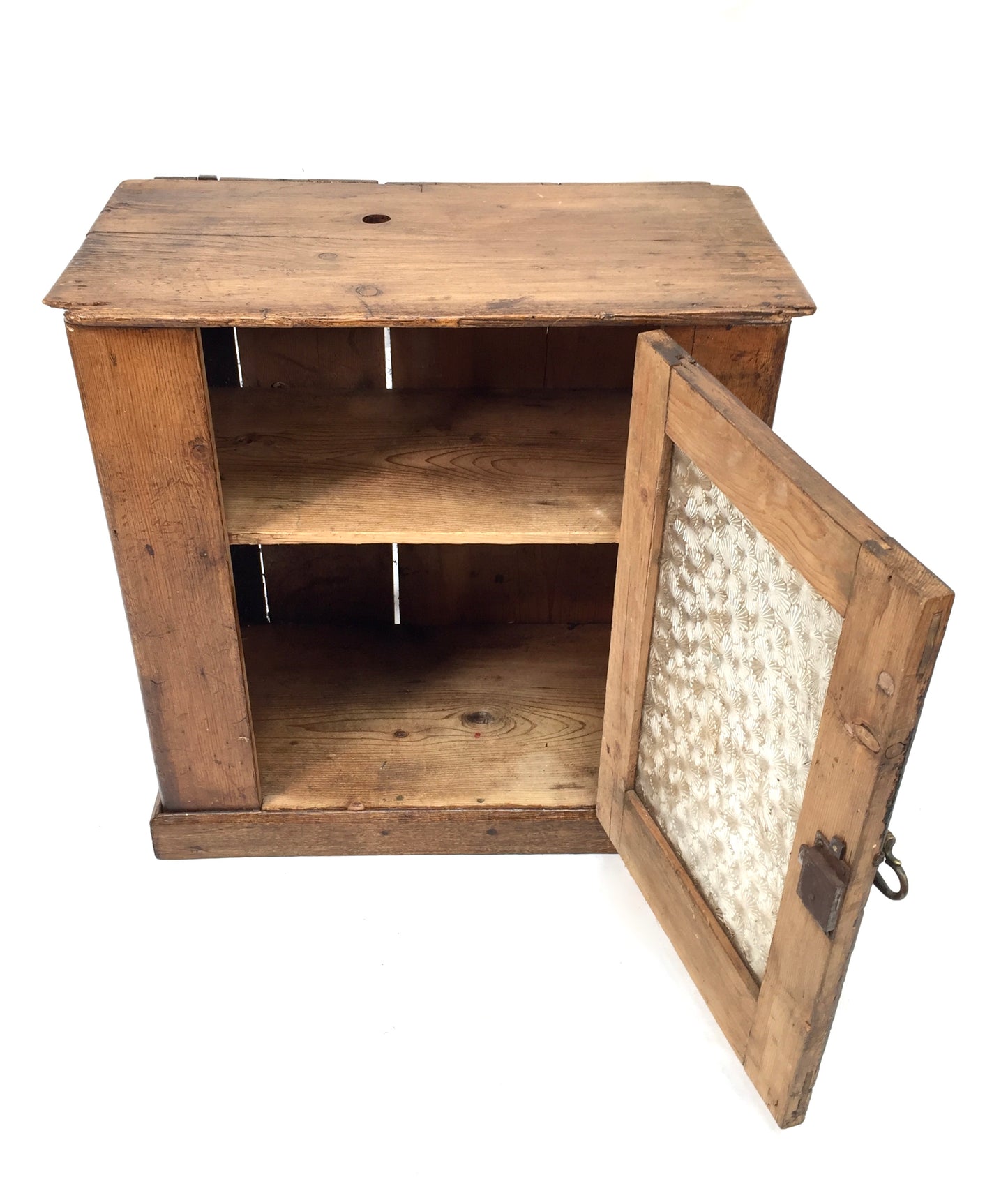 Antique French Wooden Pine & Glass Fronted Display Cabinet / Storage Box c.1900