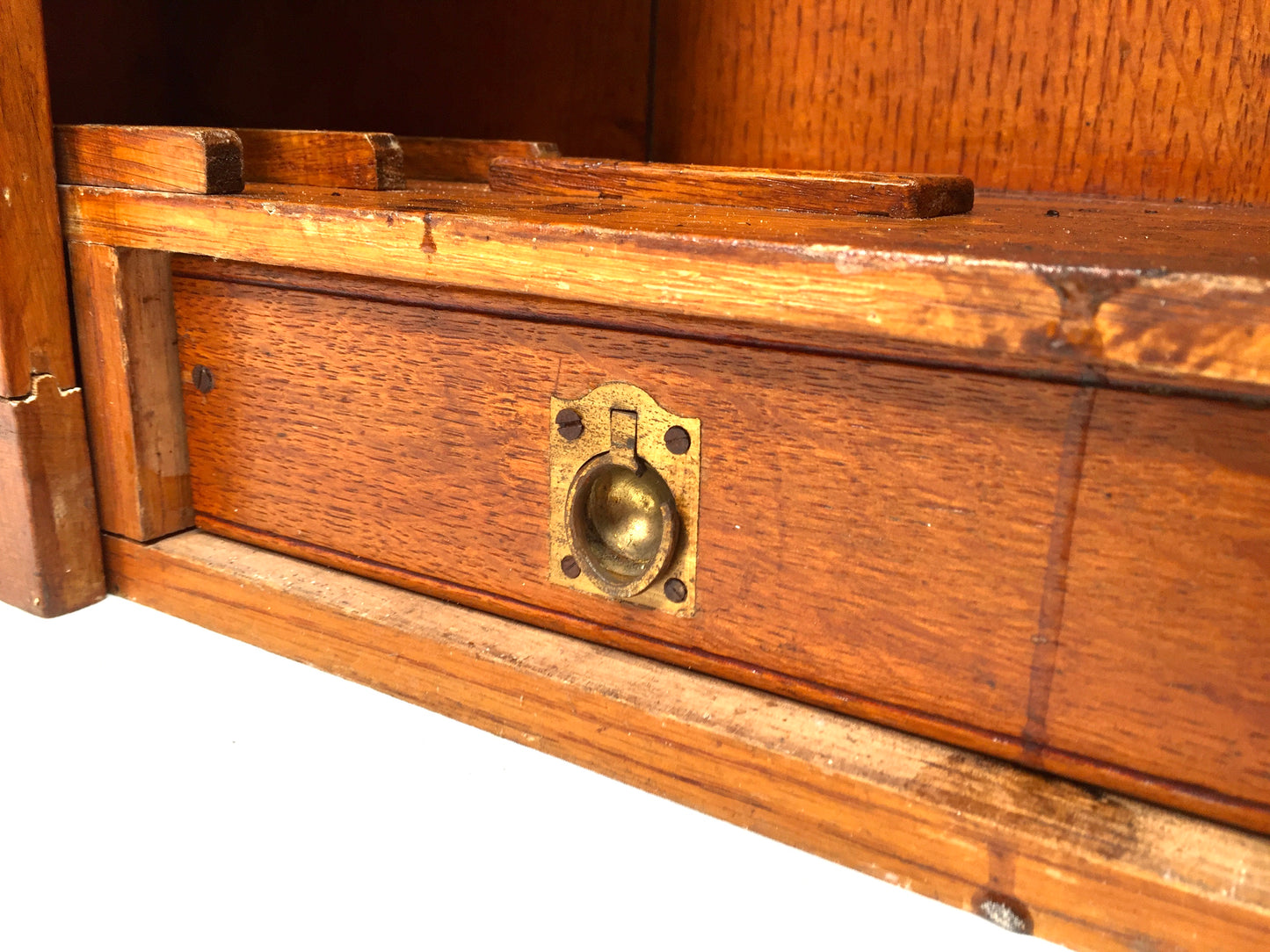 Antique Wooden Large Tool Cupboard Cabinet, Wall Hanging / Army and Navy Store