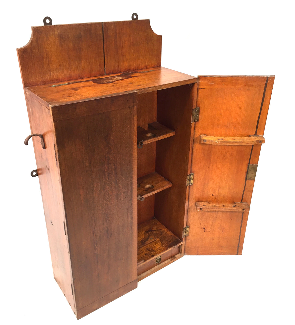 Antique Wooden Large Tool Cupboard Cabinet, Wall Hanging / Army and Navy Store