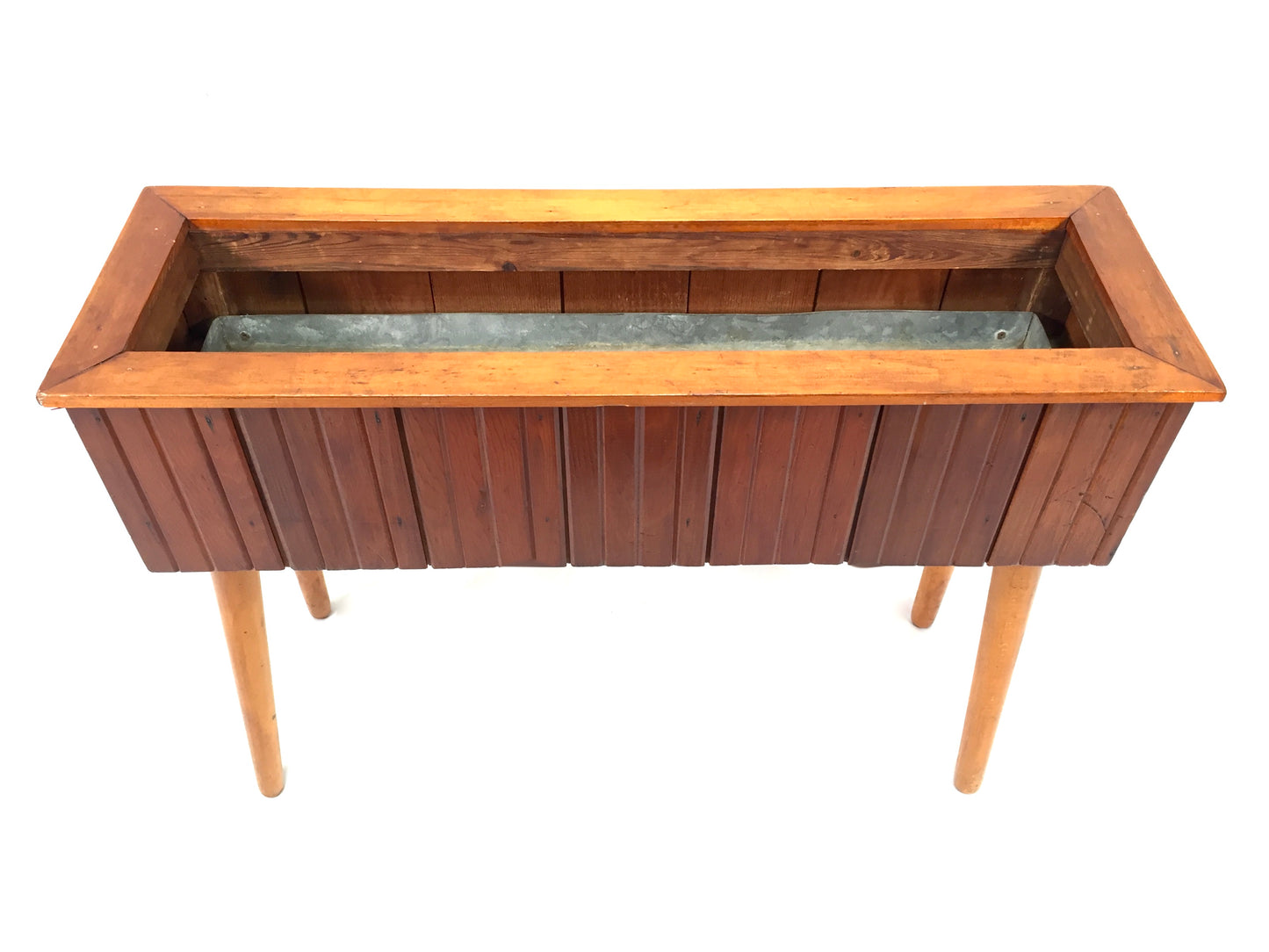 Vintage Mid Century Teak Wooden Plant Stand / Planter & Drip Tray c.1960 Antique